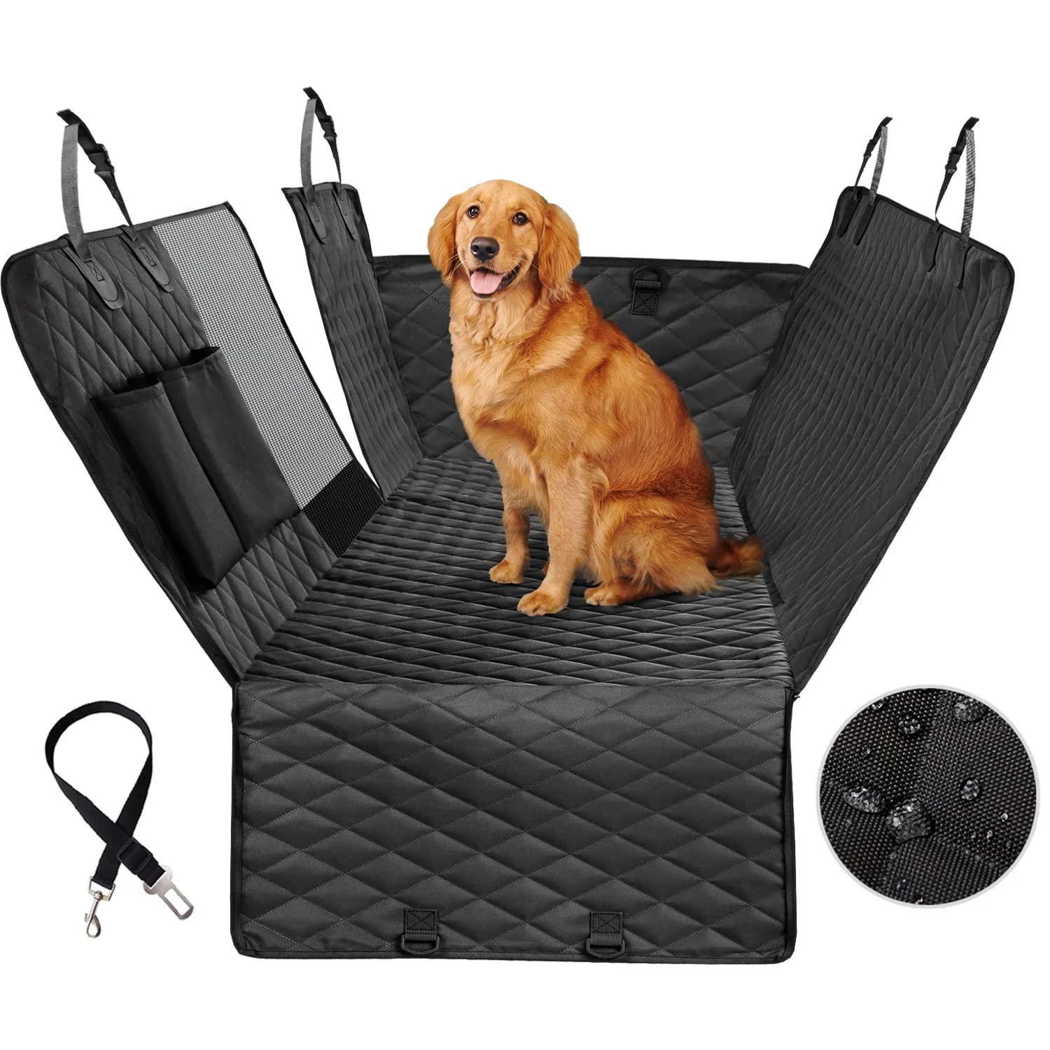Vailge Dog Seat Cover for Back Seat, 100% Waterproof Dog Car Seat Covers with Mesh Window, Scratch Prevent Antinslip Dog Car Hammock, Car Seat Covers for Dogs, Dog Backseat Cover for Cars,Standard Standard Black