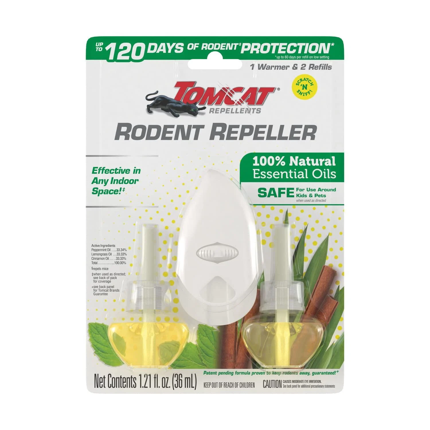 Tomcat Repellents Rodent Repeller - Mouse Repellent Essential Oil Plug-In 1 Warmer and 2 Refills Plug-in 1 Warmer