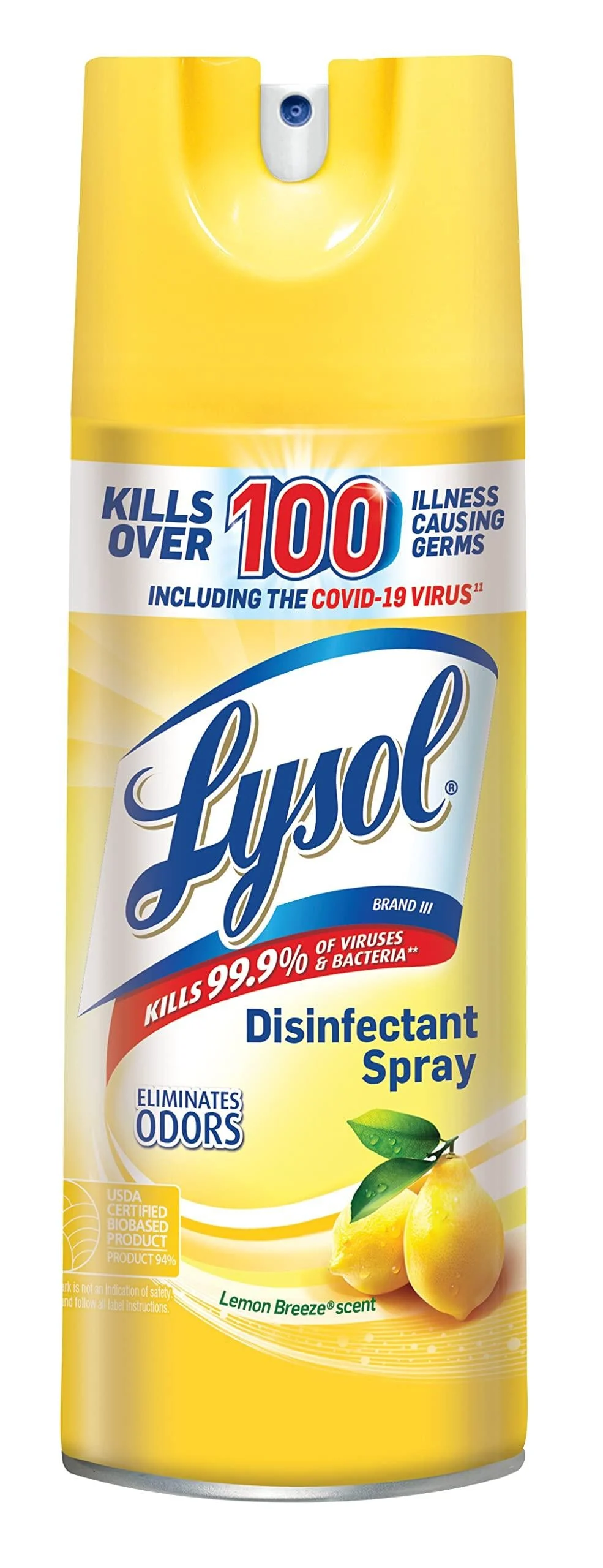 Lysol Disinfectant Spray, Sanitizing and Antibacterial Spray, For Disinfecting and Deodorizing, Lemon Breeze, 12.5oz