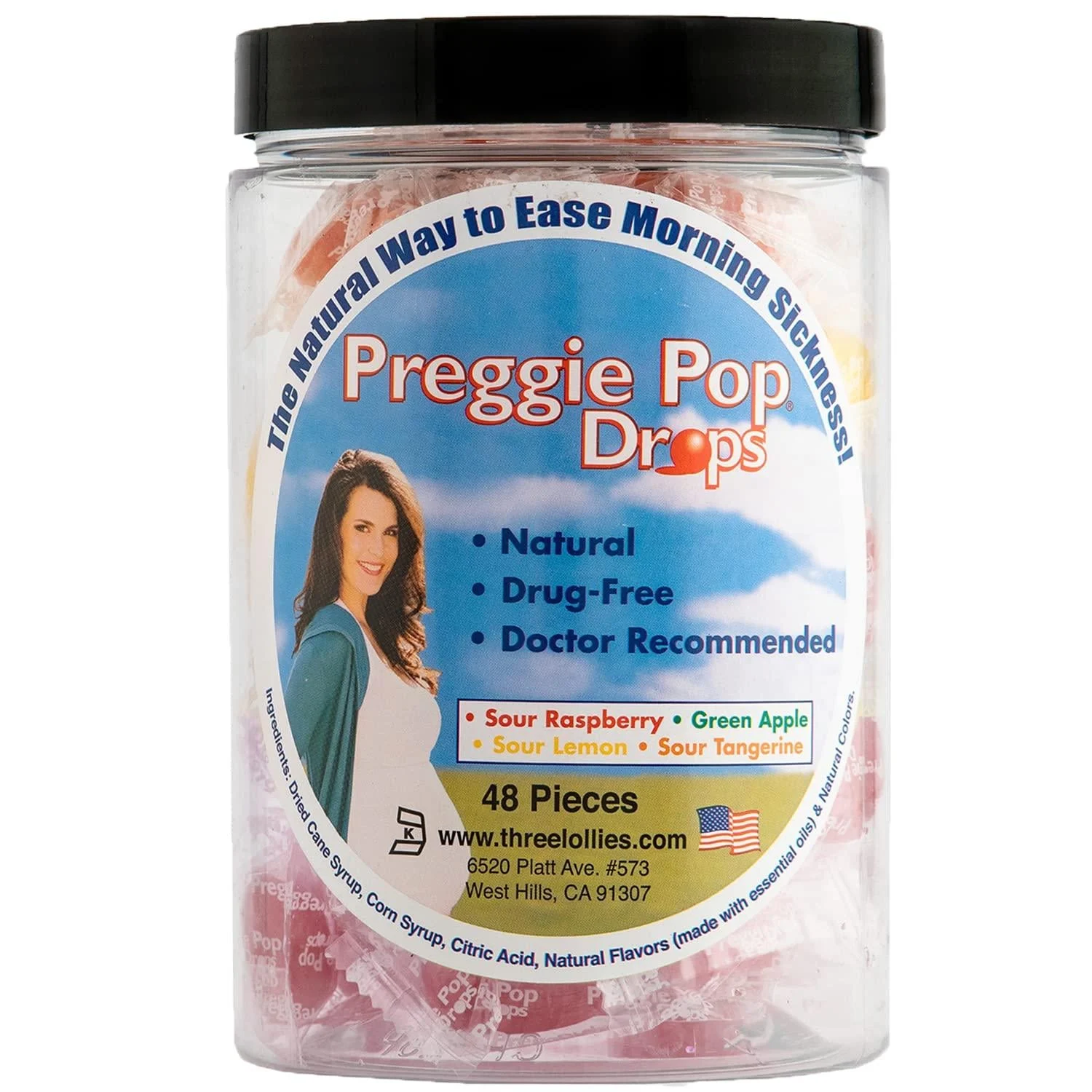 Preggie Pop Drops Morning Sickness Relief for Pregnant Women. Assorted Preggie Pops for Morning Sickness Relief. Yummy Candy Drops for Pregnancy. 48 Count Sour Raspberry Green Apple Lemon Tangerine