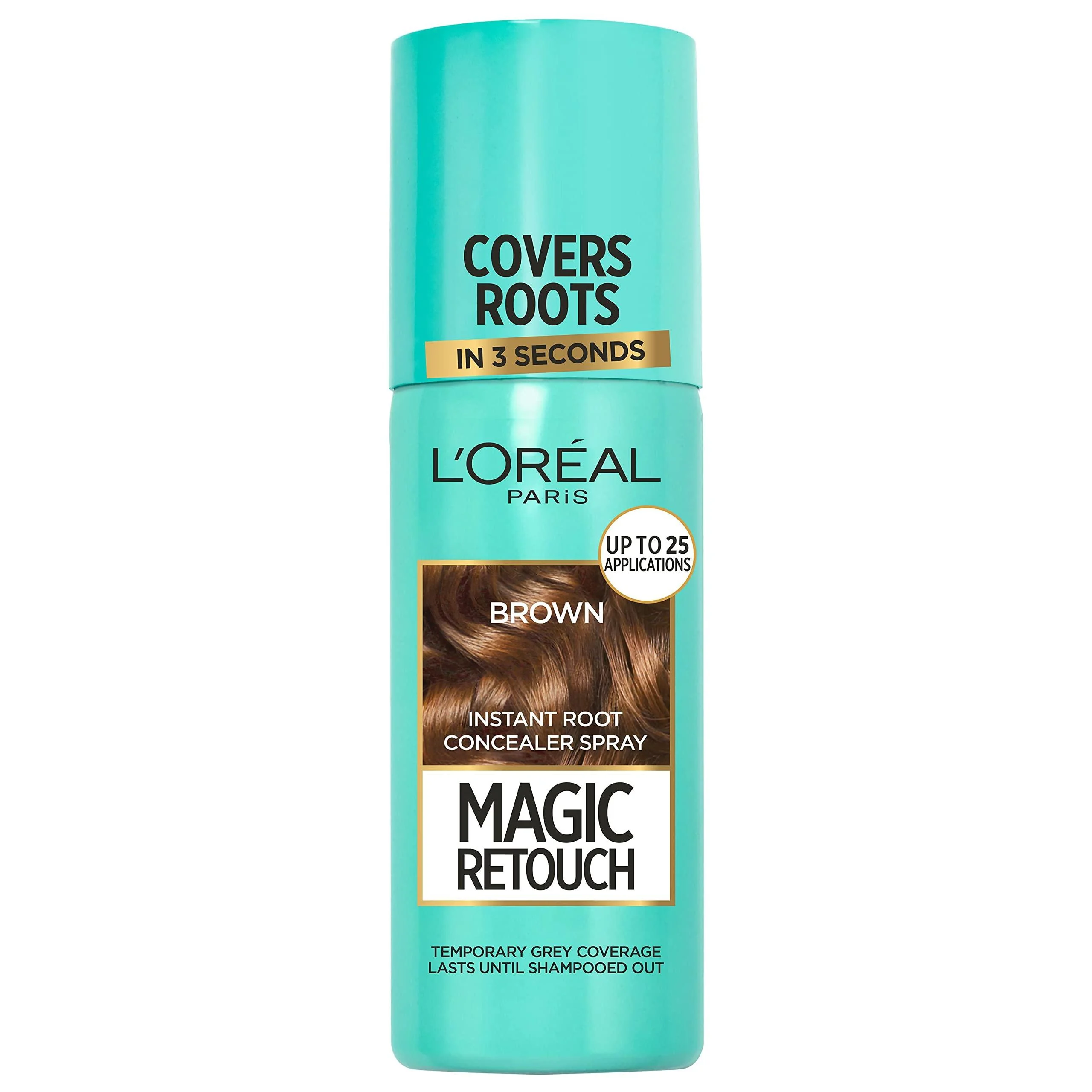 L'Or al Magic Retouch Instant Root Concealer Spray Ideal for Touching Up Grey Root Regrowth 75 ml Colour: Brown BROWN 1 count (Pack of 1) - L'Oreal Paris