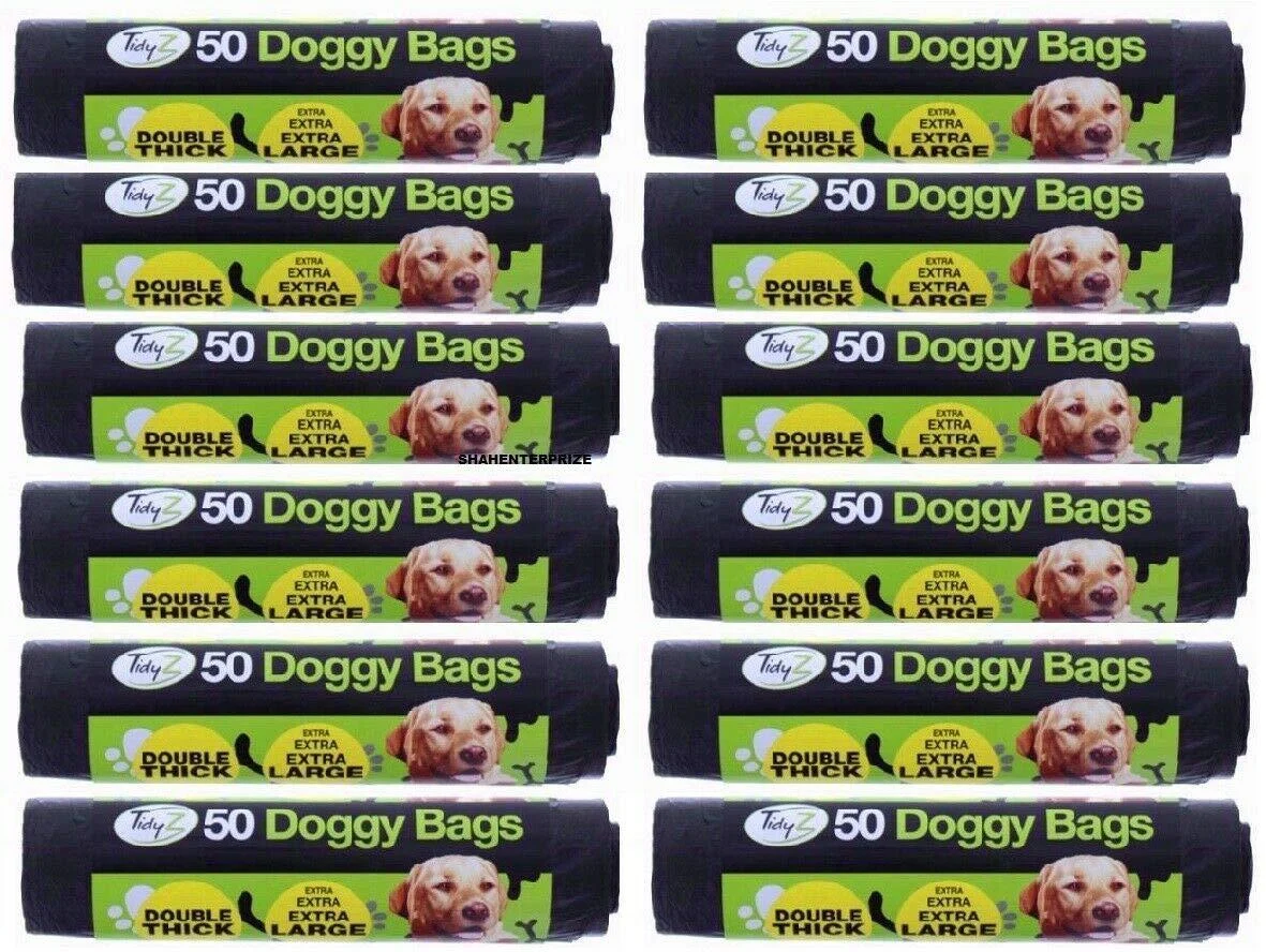 Extra strong black doggy waste bags with tie handle 600 32cm x 38cm (1) - AIL