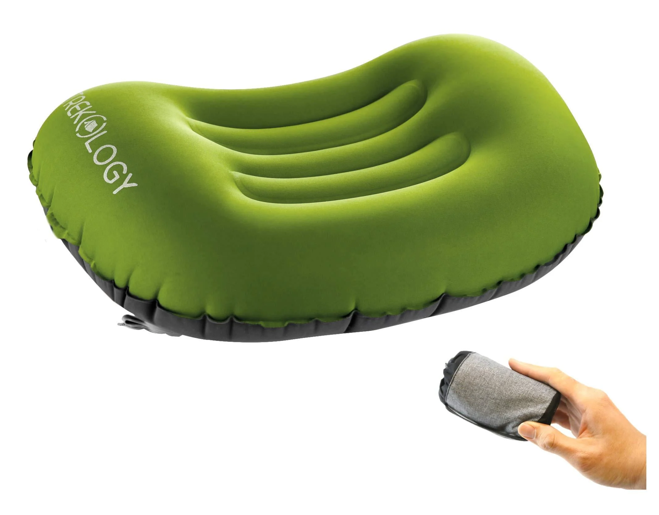 TREKOLOGY Aluft 1.0 Comfy Inflatable Camping & Backpacking Pillow - Perfect for Sleeping, Air Travel, Beach Green.