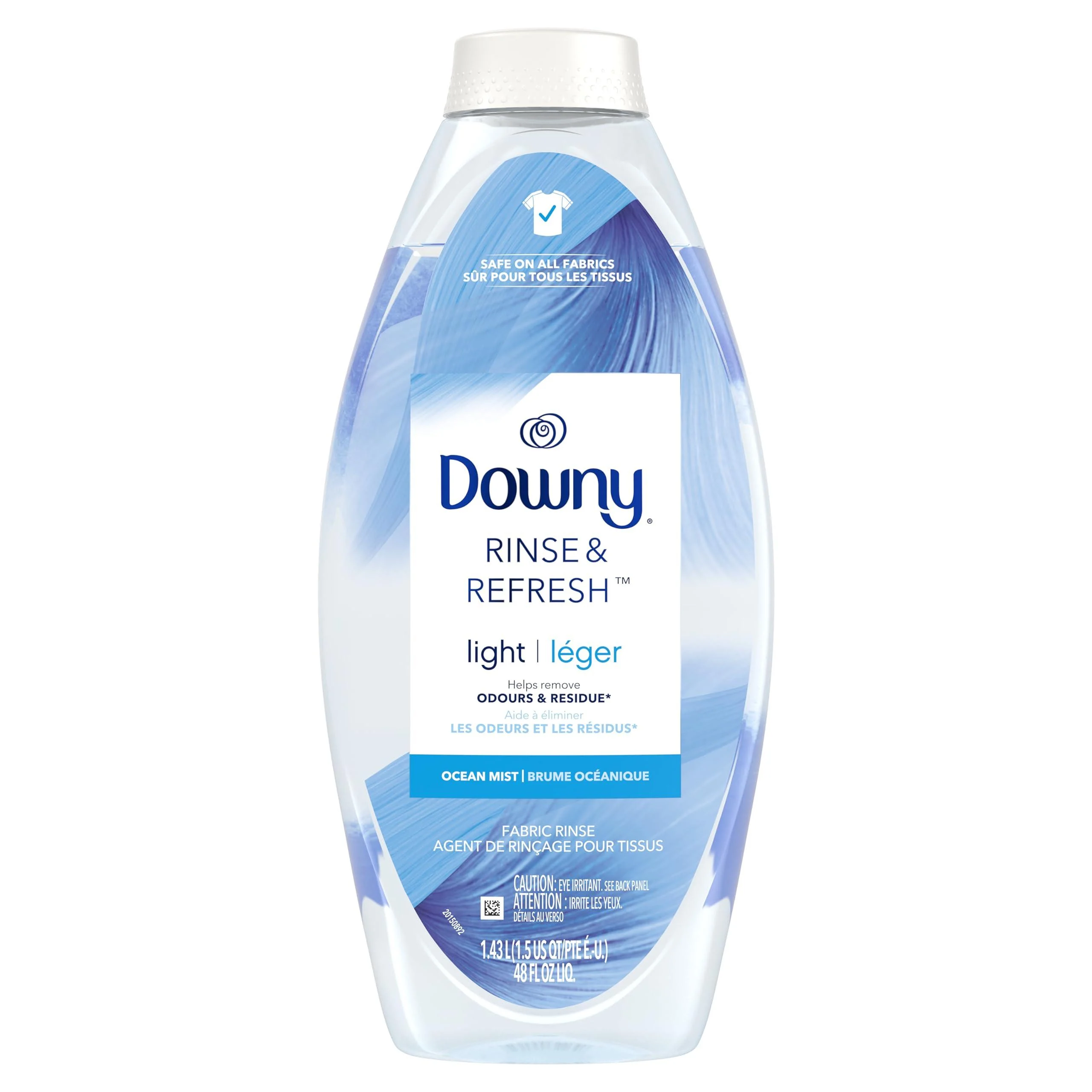 Downy Rinse & Refresh Laundry Odour Remover and Fabric Softener Ocean Mist 1.43 L Safe On All Fabrics HE Compatible
