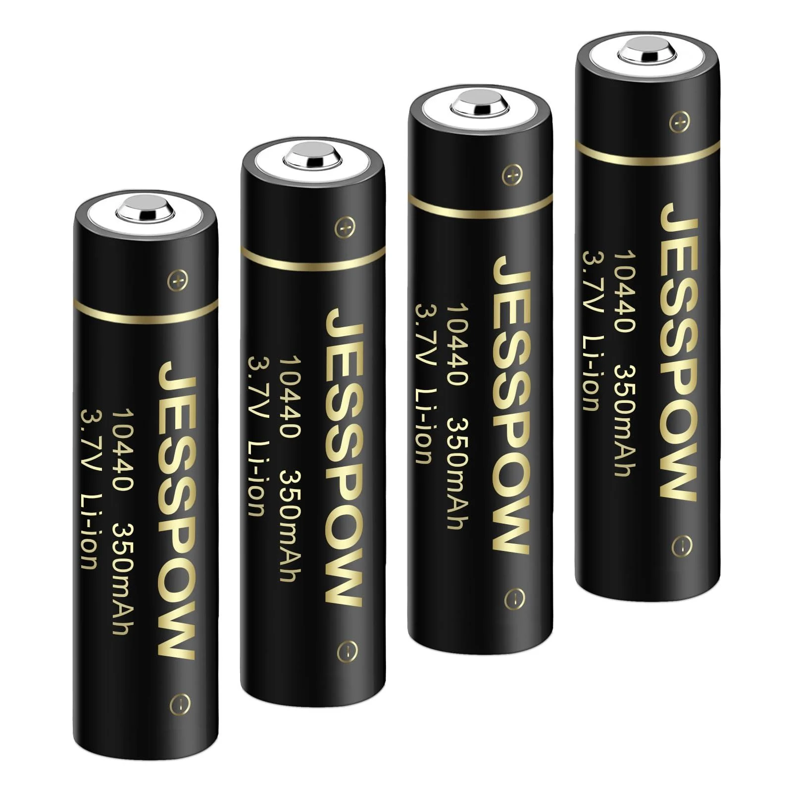 10440 Rechargeable Battery 10440 Li-ion Rechargeable Batteries 3.7V 350mAh for LED Flashlight Torch 4 Pack