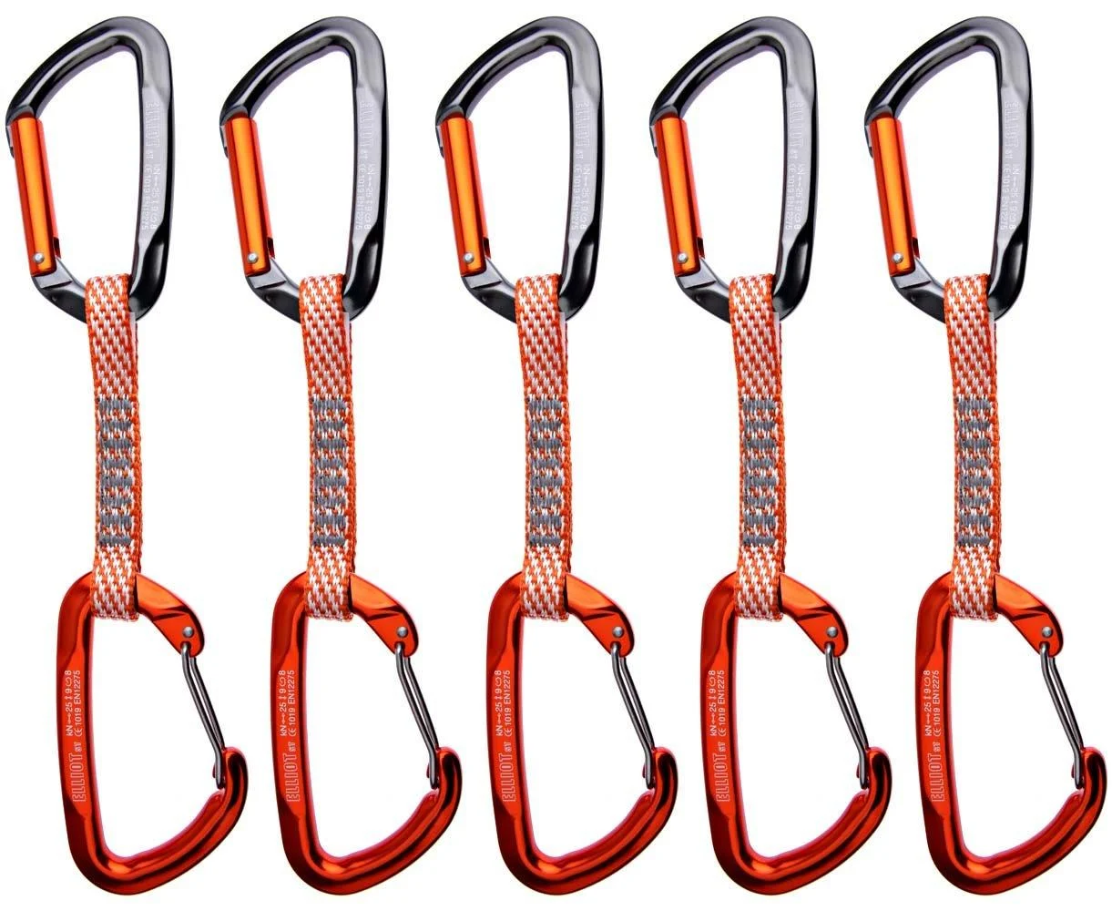 ElliotSt Expresse Edison Straight+Wire - 25/9/8 kN (longitudinal/transverse/open) express set orange 5-pack