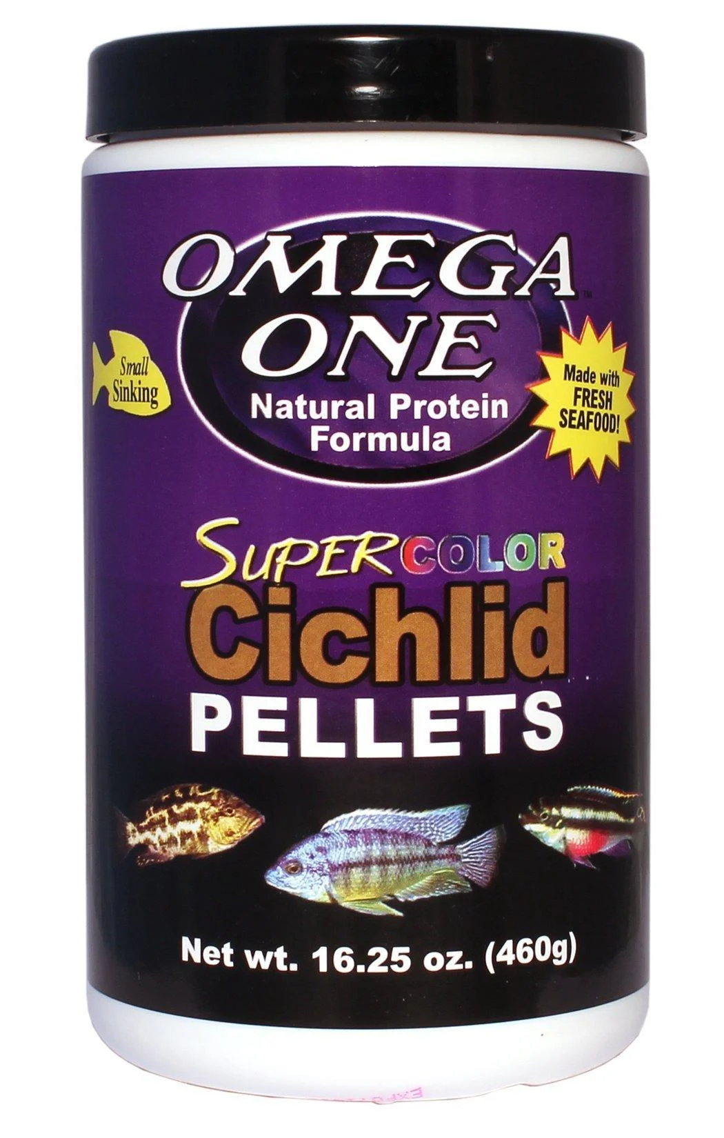 Omega One Super Color Sinking Cichlid Pellets, 2mm Small Pellets 1.01 Pound (Pack of 1)