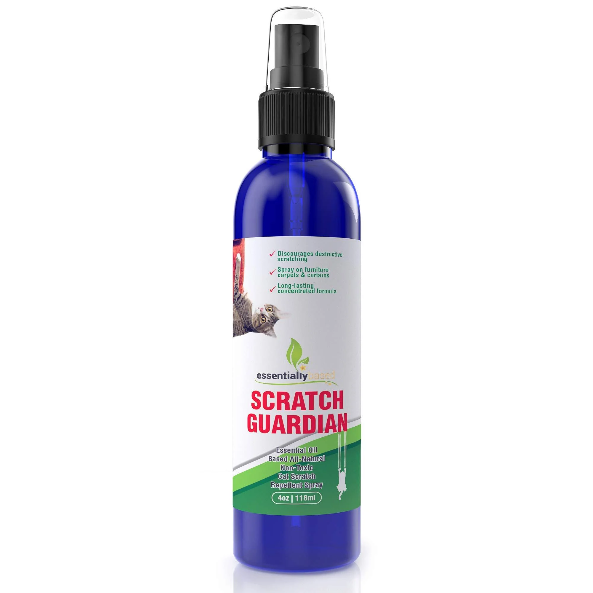 Cat Deterrent Spray for Scratching - 4oz Natural Non-Toxic Anti Scratch Cat Spray for Scratching - Protect Your Furniture, Carpet and Plants - Perfect No Scratch Spray for Cats - Made in USA
