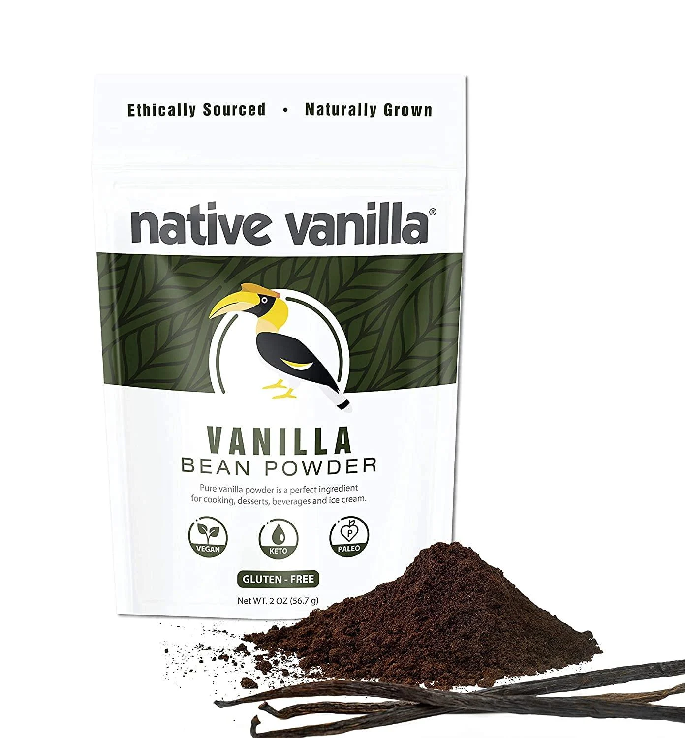 Native Vanilla Powder Premium Gourmet 100% Pure Ground Vanilla Bean Powder For Chefs and Homemade Baking, Ice Cream, Coffee (0.5 Ounce (Pack of 2))