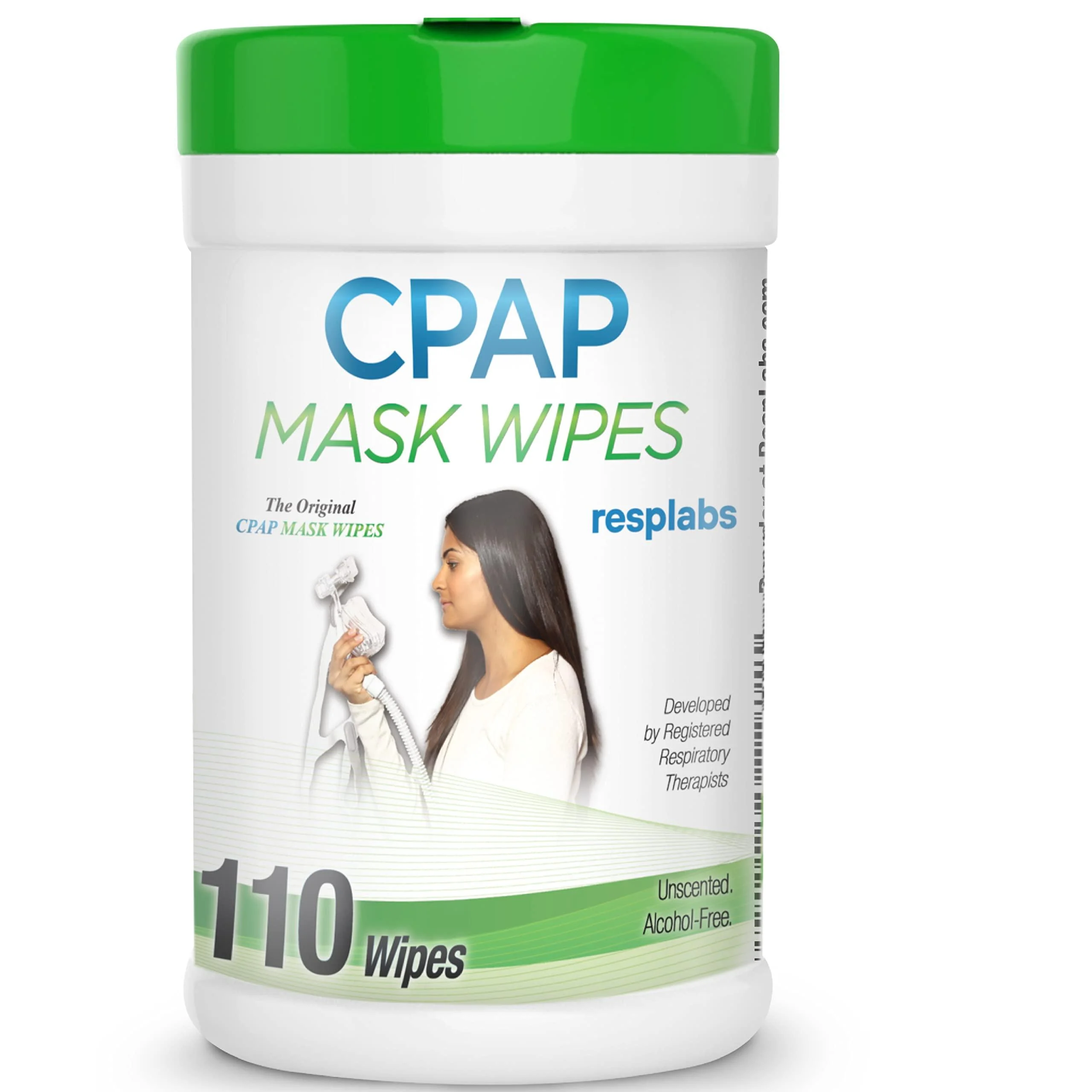 resplabs CPAP Mask Cleaning Wipes - Unscented, Alcohol-free Cleaner for All Masks, Cushions, Supplies - 110 Wipe Pack 110 Count (Pack of 1)
