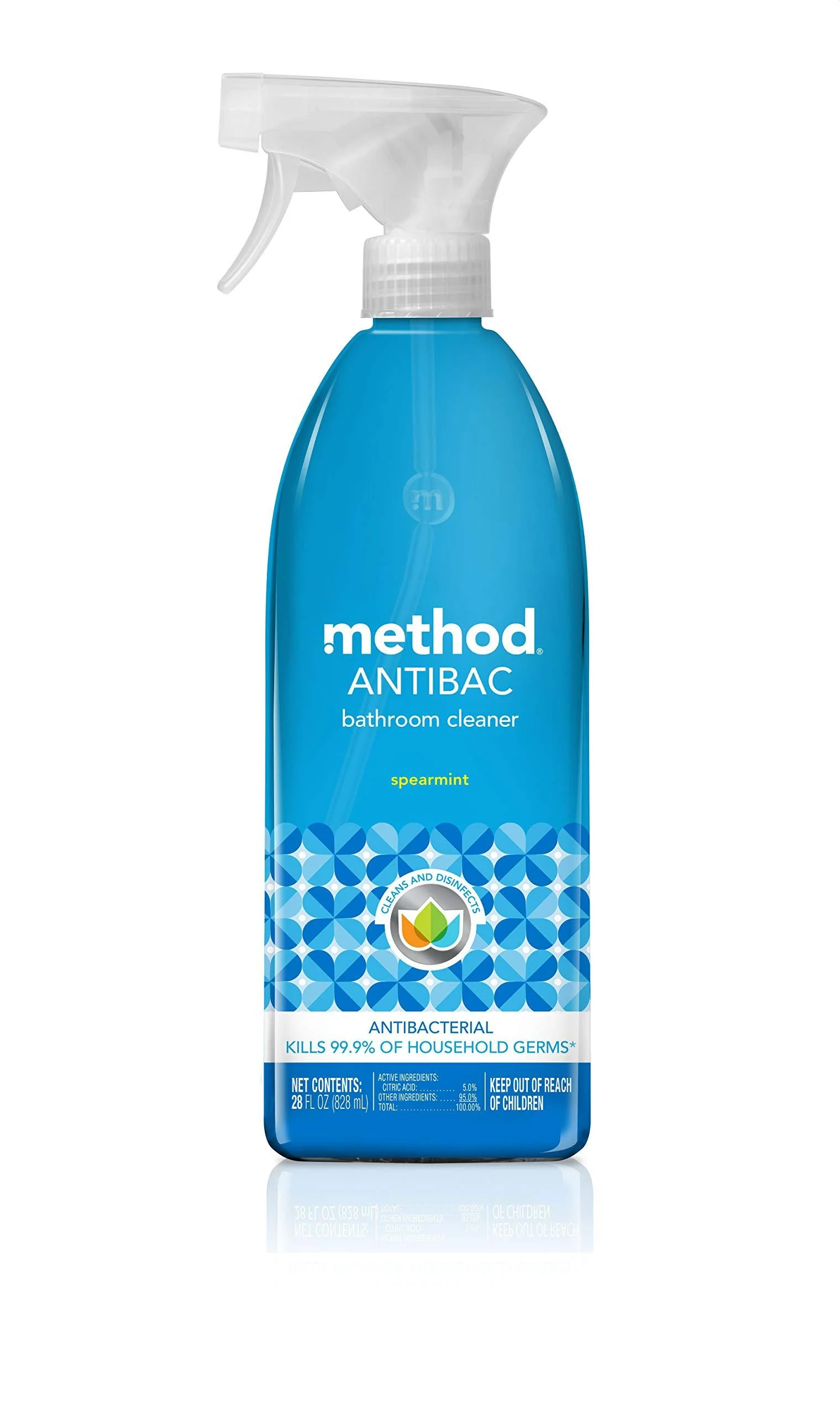 Method Antibacterial Bathroom Cleaner Spearmint Removes Mold + Mildew stains 28 Fl Oz