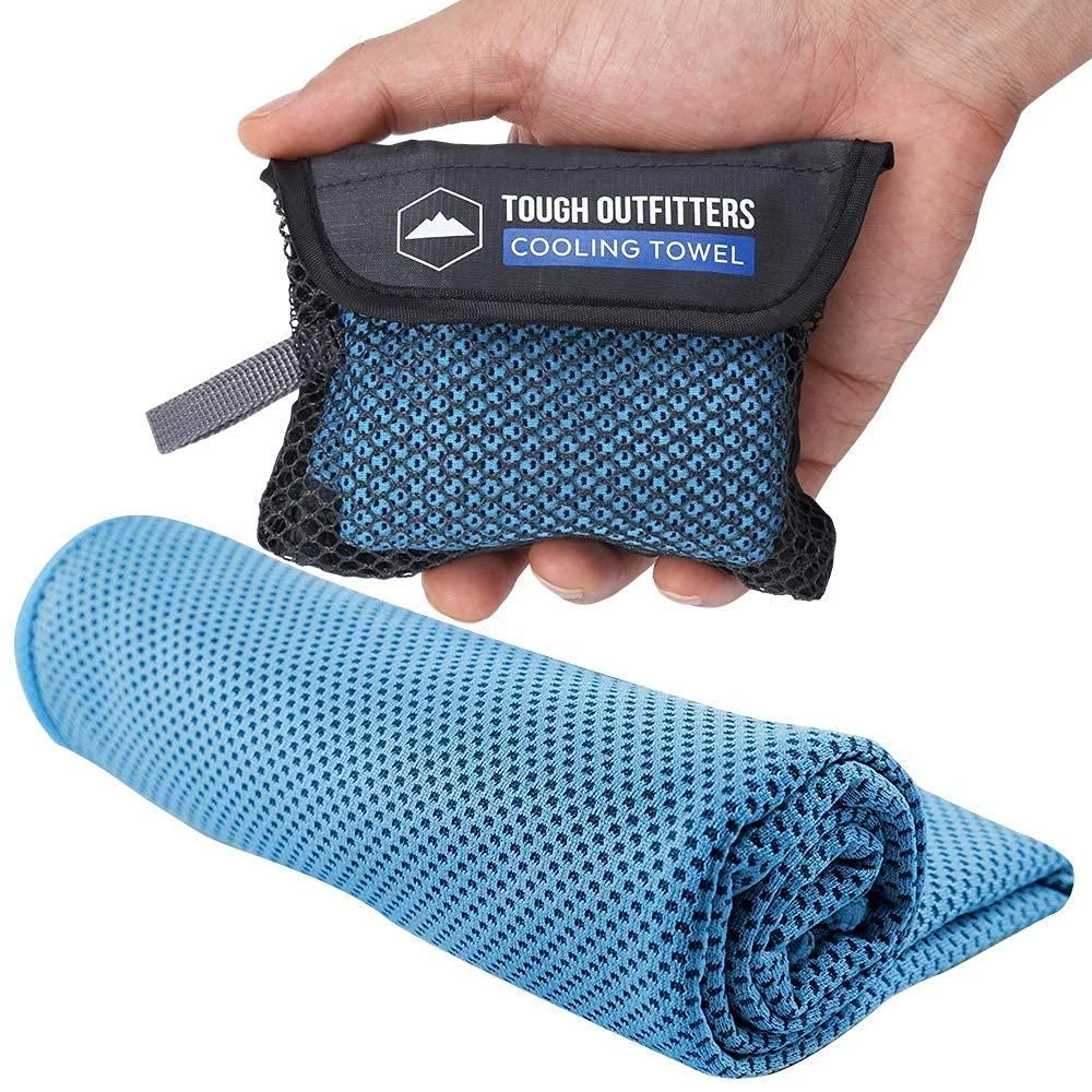 Cooling Towel - Sweat Rag & Towel for Gym, Workout, Running, Golf & Yoga - Head & Neck Cooling Wraps for Hot Weather - Neck Cooler for Quick Cool Down - Skin Cancer Foundation Recommended Light Blue