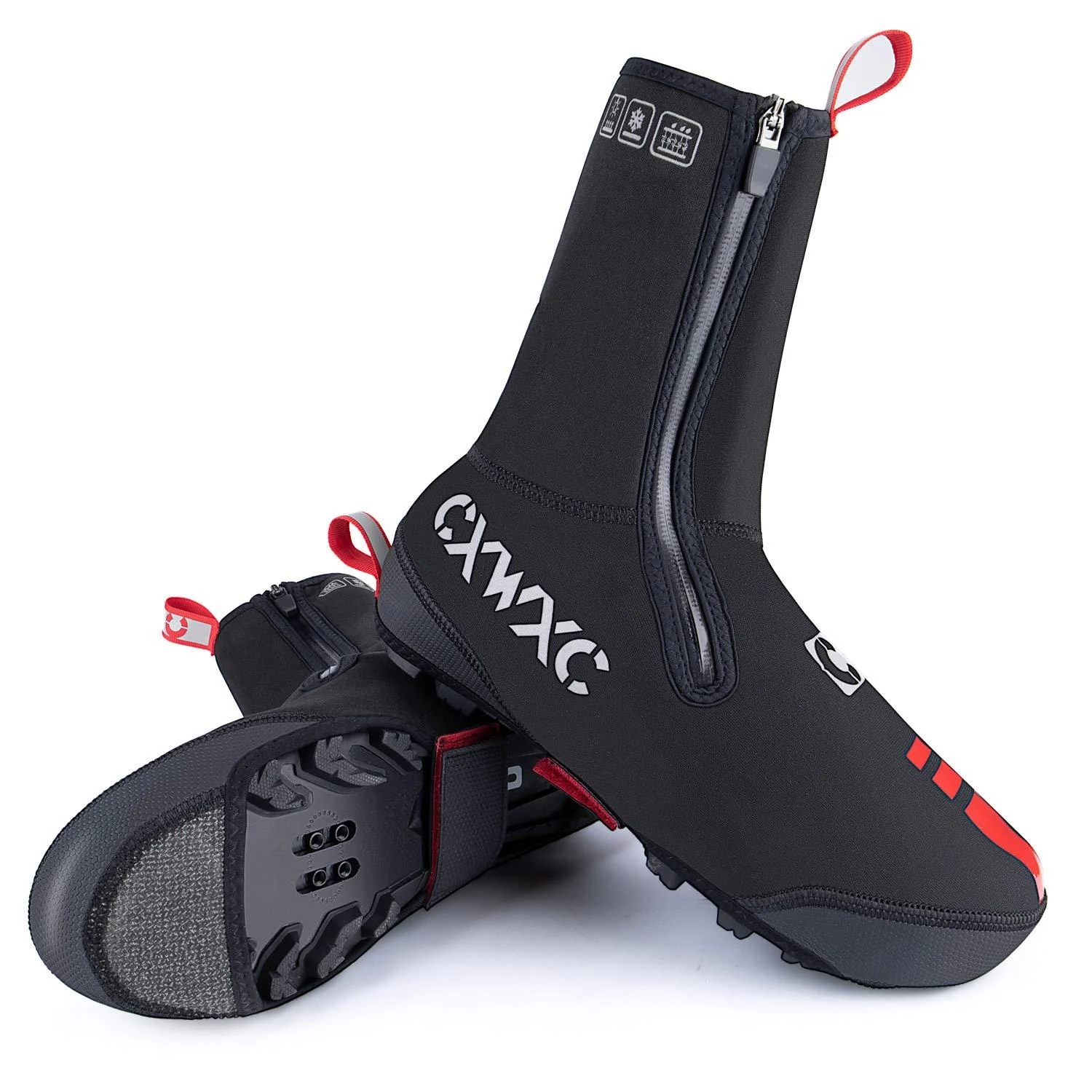 CXWXC Cycling Shoe Covers Neoprene Waterproof,Winter Thermal Warm Full Bicycle Overshoes for Men Women,Road Mountain Bike Booties XX-Large Mtb Shoe Covers