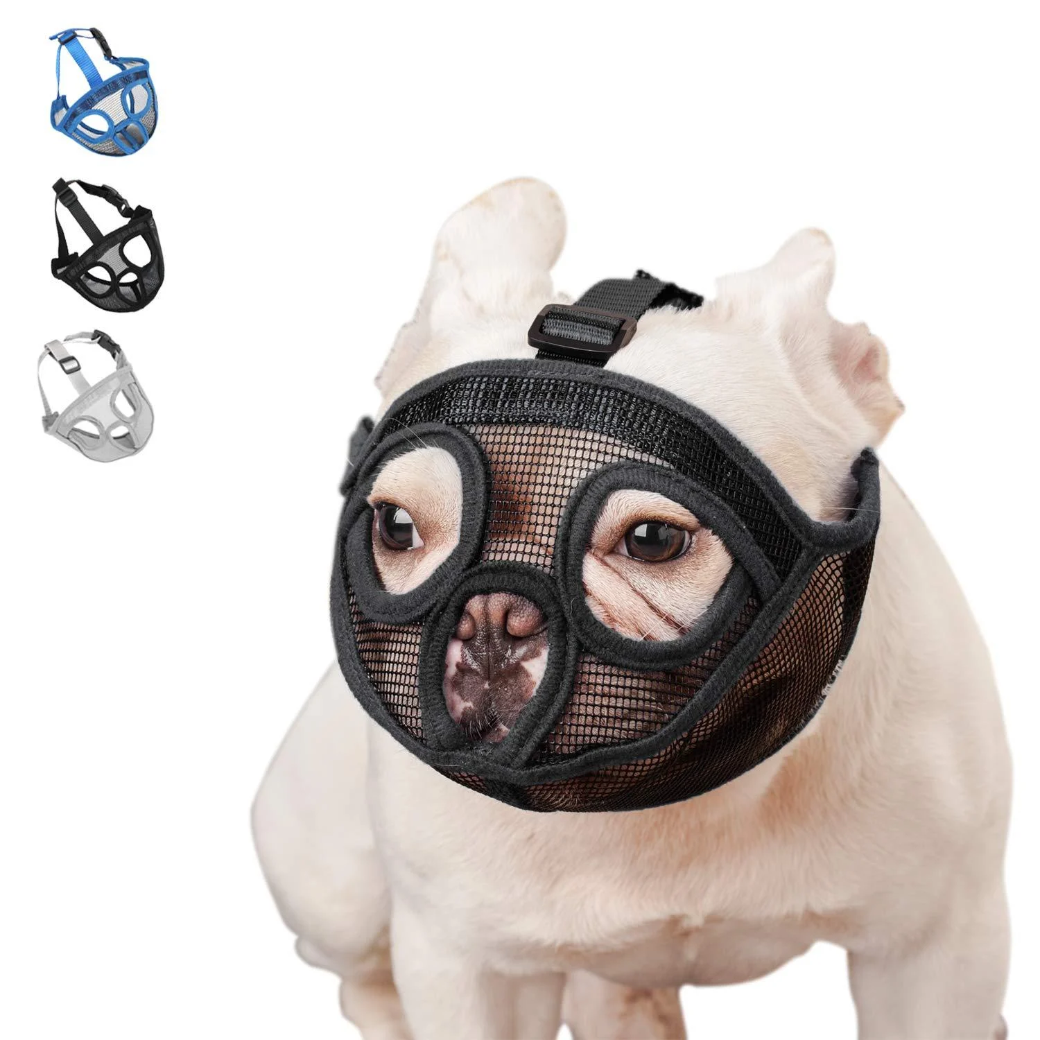 Short Snout Dog Muzzle Mesh Mask-Stop Dog for Biting Barking Chewing Adjustable(M/Black) M (Pack of 1) Black