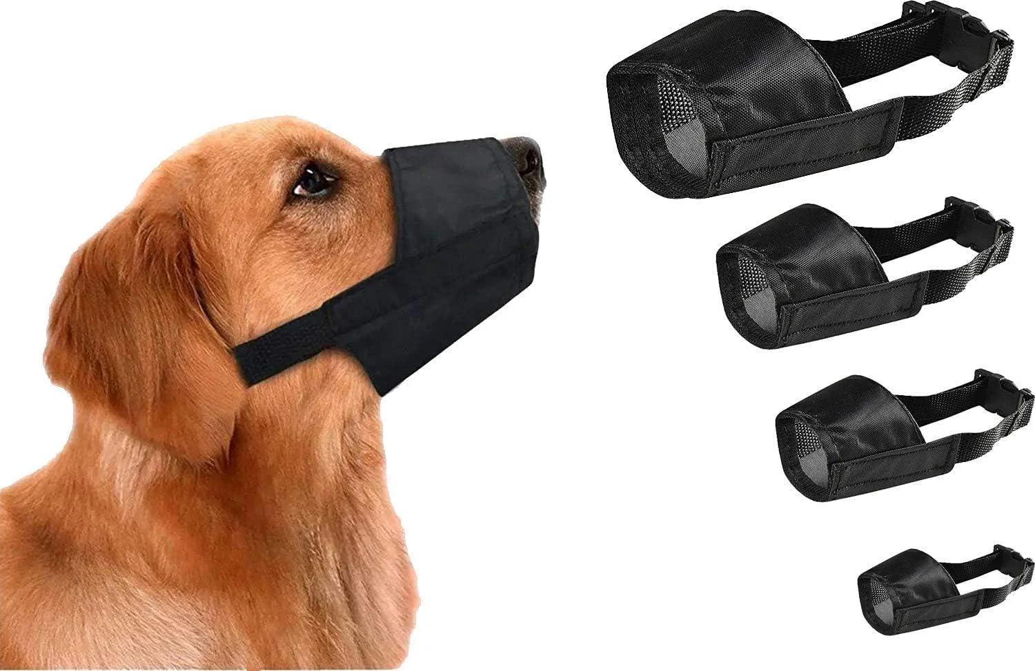 Dog Safety Muzzle Biting Barking Chewing Control Adjustable Nylon Small to 2XL (MEDIUM) - Pet Touch