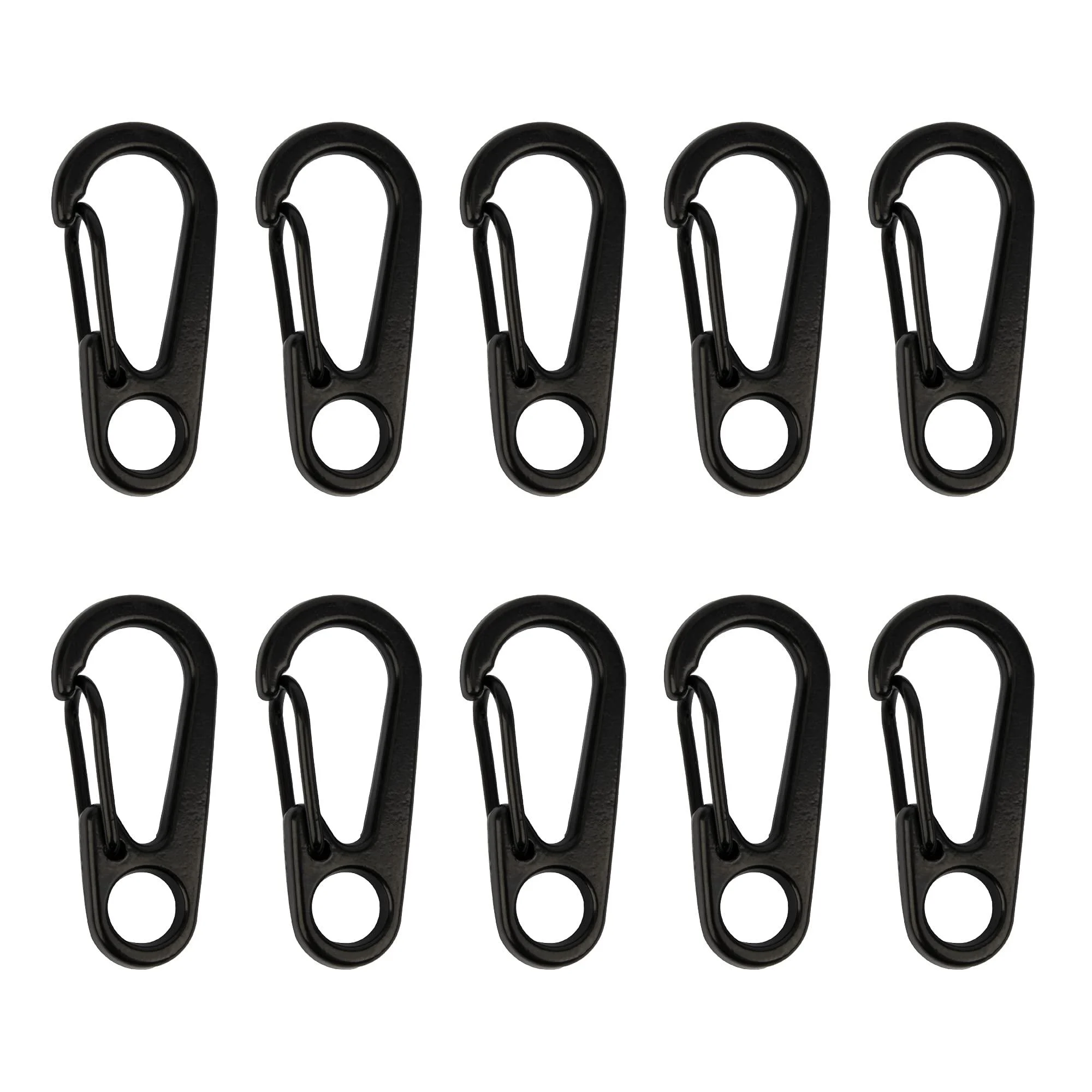 Swatom Mini Alloy Carabiner Clip Tiny Spring Snap Hook Carabiners for Backpack Keychains Accessories Black 10P
