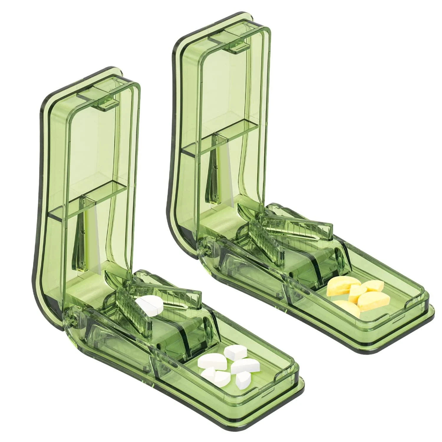 2PCS Pill Cutter, Professional Pill Splitter for Cutting Small Pills or Large Pills in Half Dark Green - AVIDACE