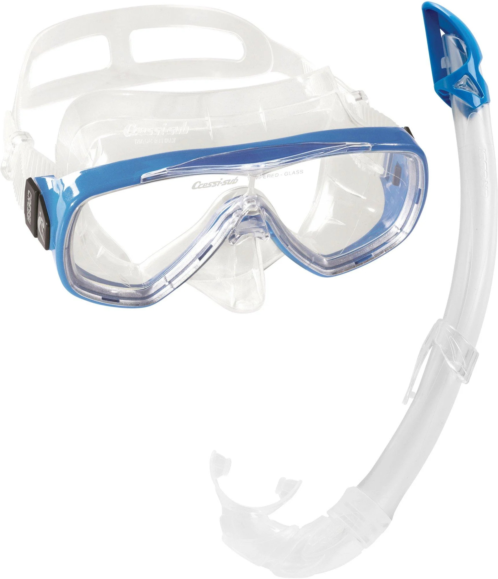 Cressi Adult Wide View Comfortable Snorkeling Mask & Snorkel - Onda & Mexico: made in Italy Blue