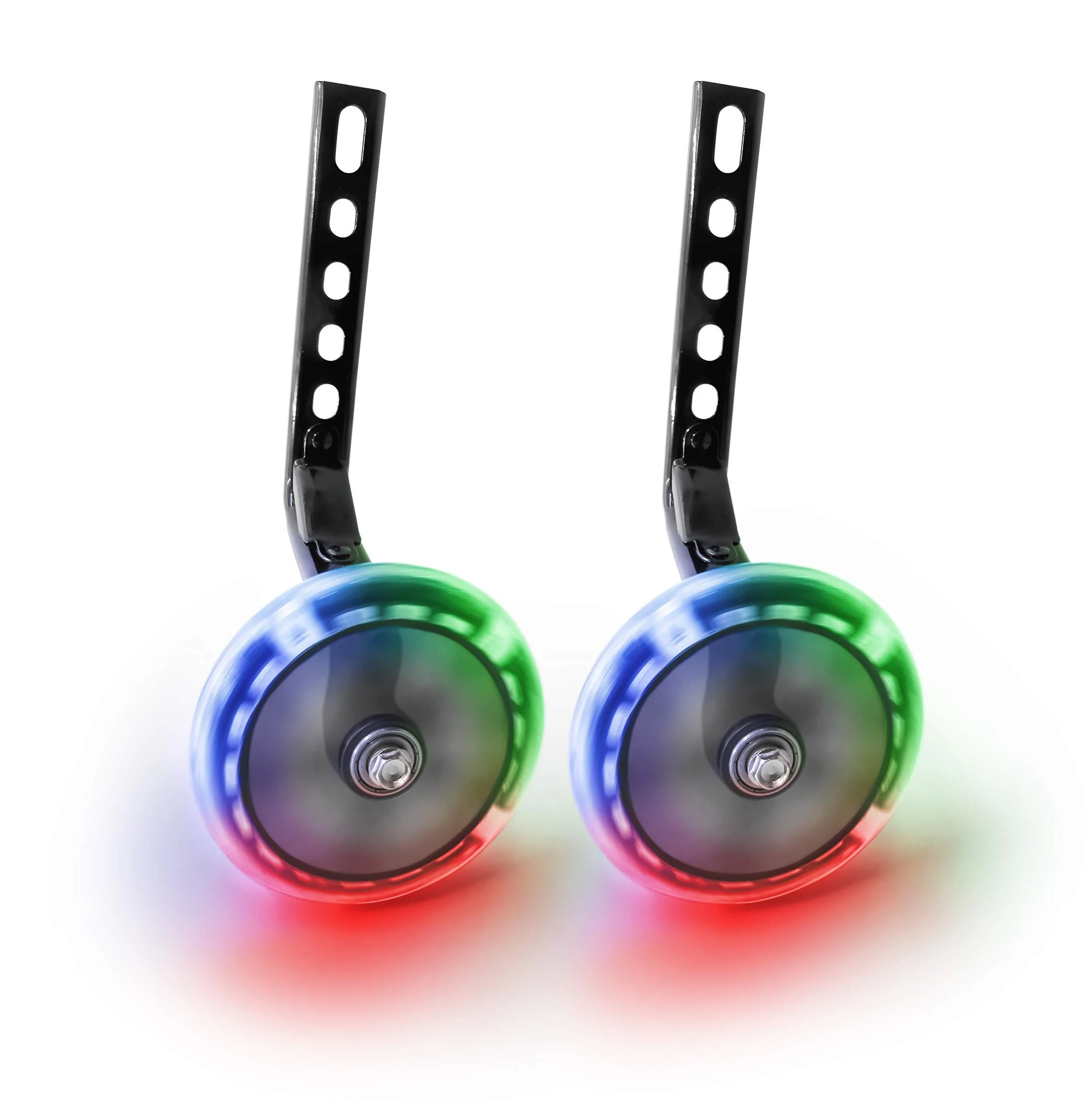 Bicycle Training Wheels - Multicolored LED light Training Wheels For Kids Bicycle - Compatible With 12 14 16 18 Inch Boys/Girls Single Speed Bikes Black