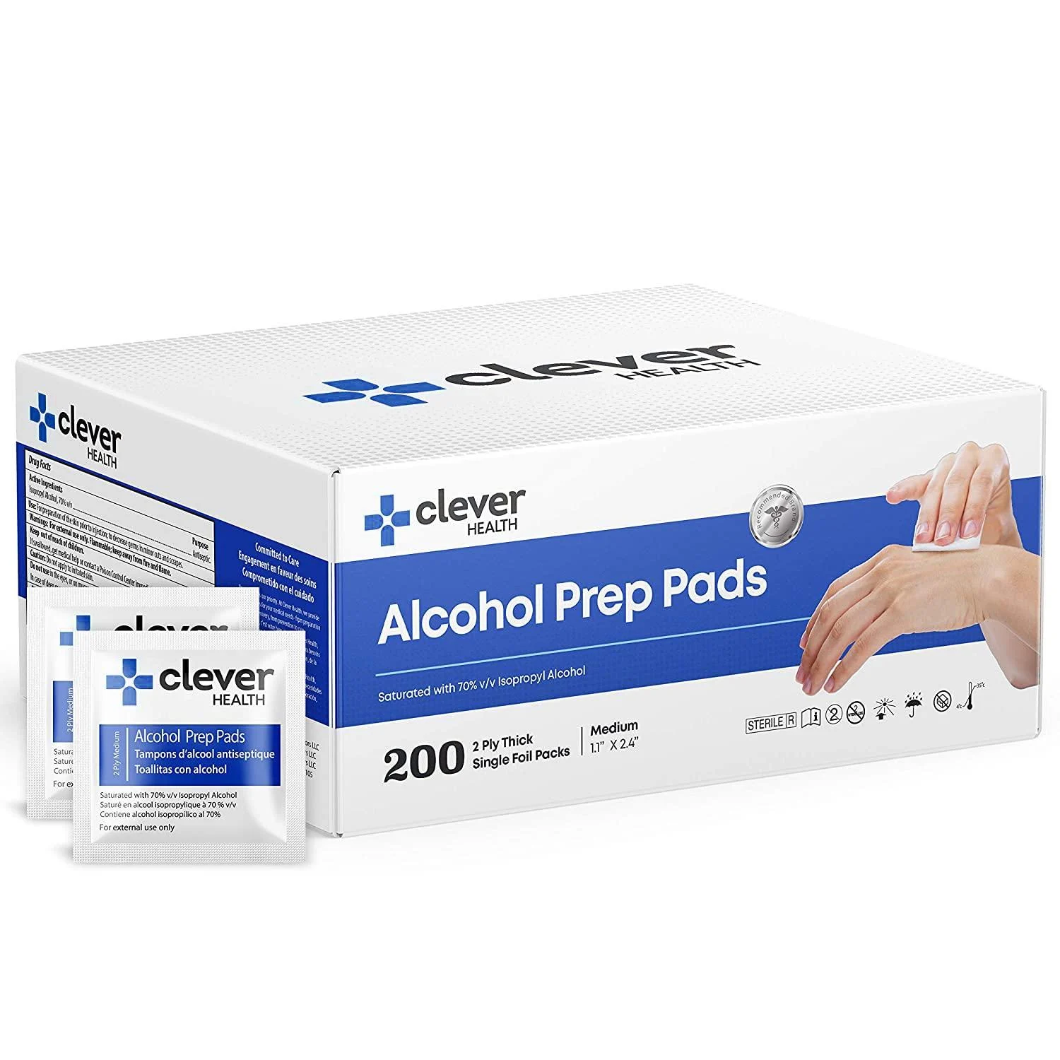 Alcohol Prep Pads | Medium 2-Ply - 200 Alcohol Wipes individually wrapped Cotton Swabs | Disposable | Sterile Saturated With 70% Alcohol 200 Count (Pack of 1)