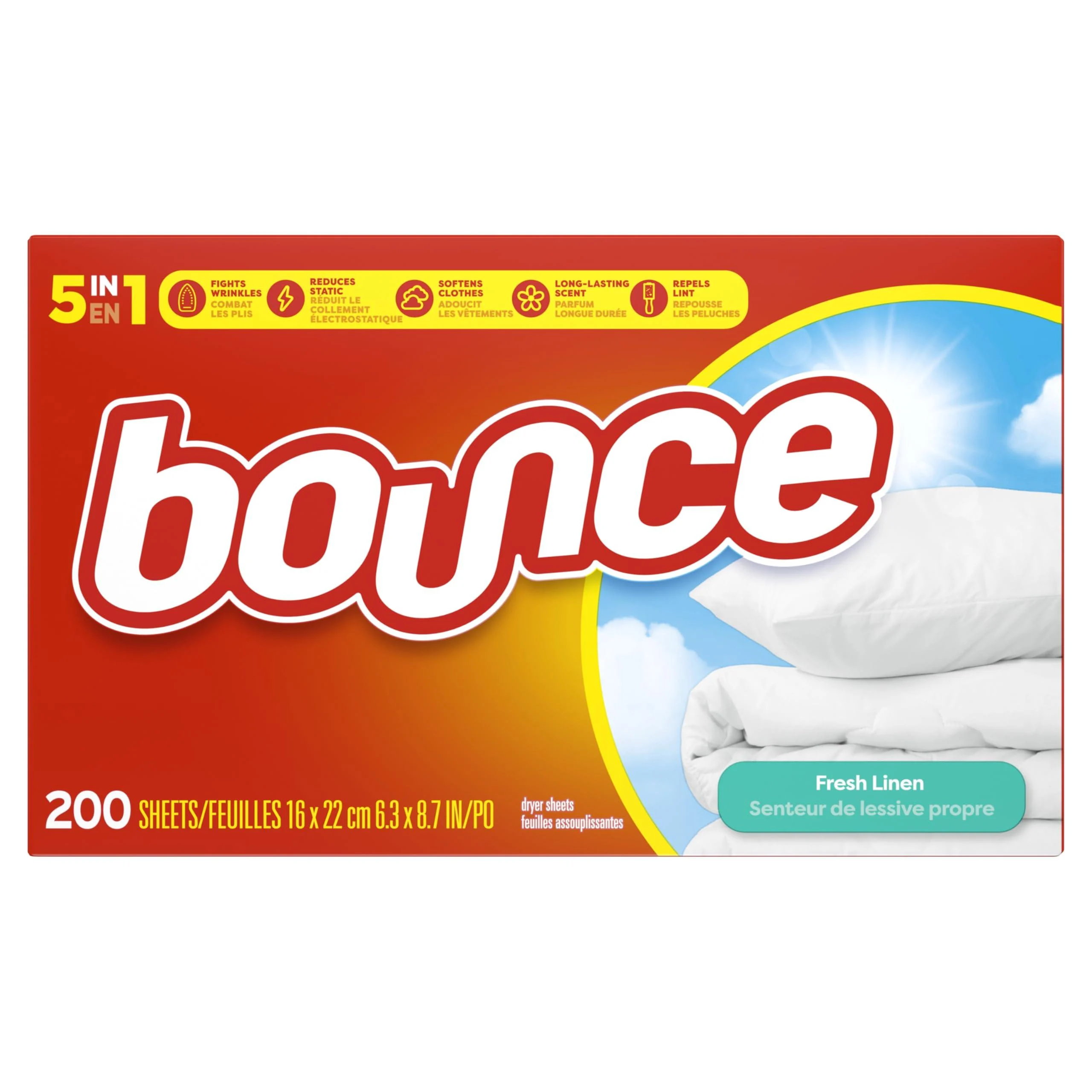 Bounce Fabric Softener Dryer Sheets Fresh Linen 200 Count 200 count (Pack of 1)