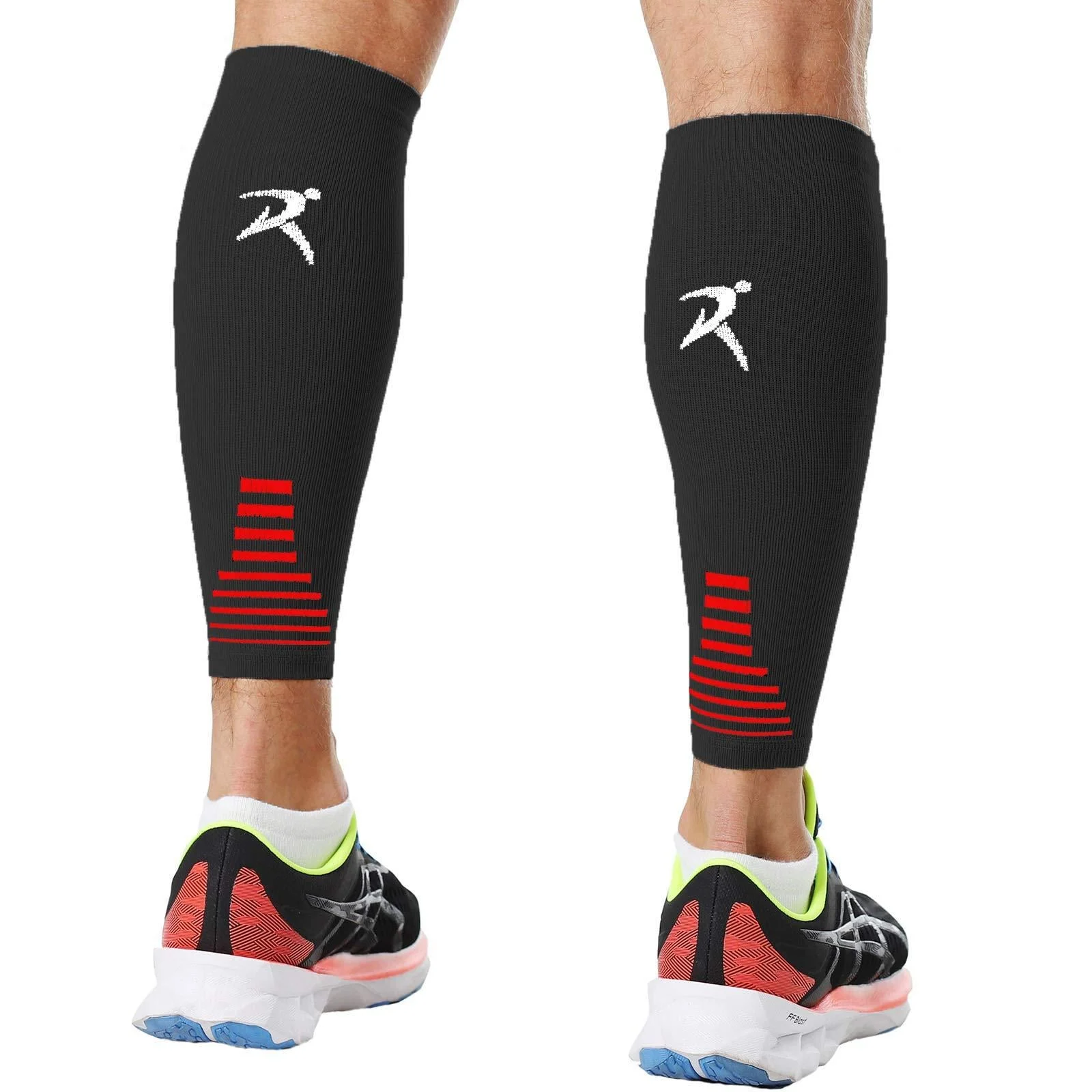 Rymora Leg Compression Sleeve, Calf Support Sleeves Legs Pain Relief for Men and Women, Comfortable and Secure Footless Socks for Fitness, Running, and Shin Splints Black, Medium (One Pair) Medium Black