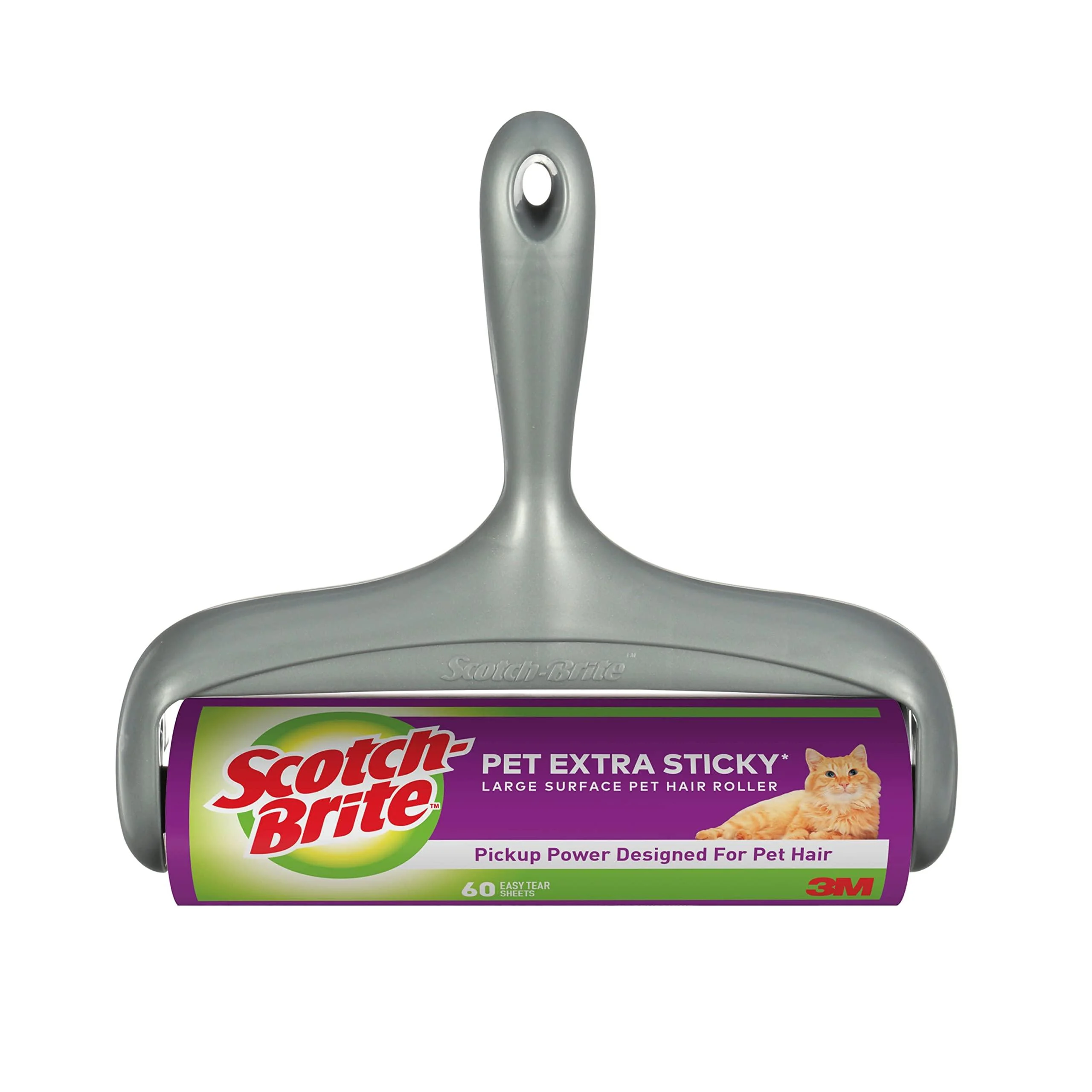 Scotch-Brite Pet Extra Sticky Large Surface Roller, Designed for Pet Hair, 60 Sheets 1 Roller