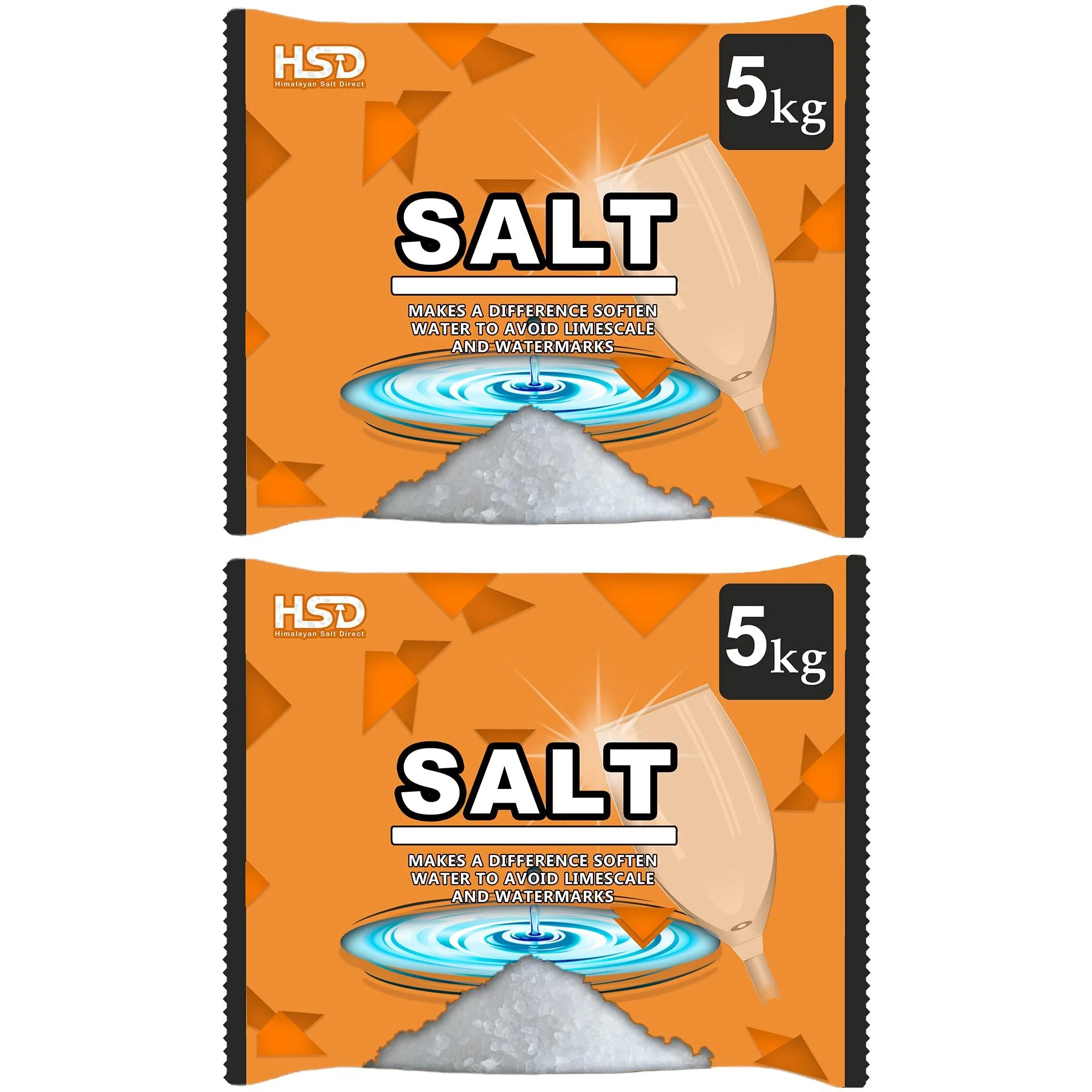 dishwasher salt 5kg powerful crystal limescale remover on your glassware and water softener life & improving its performance 99% purity (2 pack) - HSD Himalayan Salt Direct