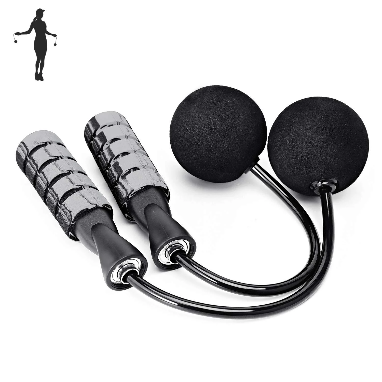APLUGTEK Jump Rope, Training Ropeless Skipping Rope for Fitness, Adjustable Weighted Cordless Jump Rope for Men Women Kids B-Grey