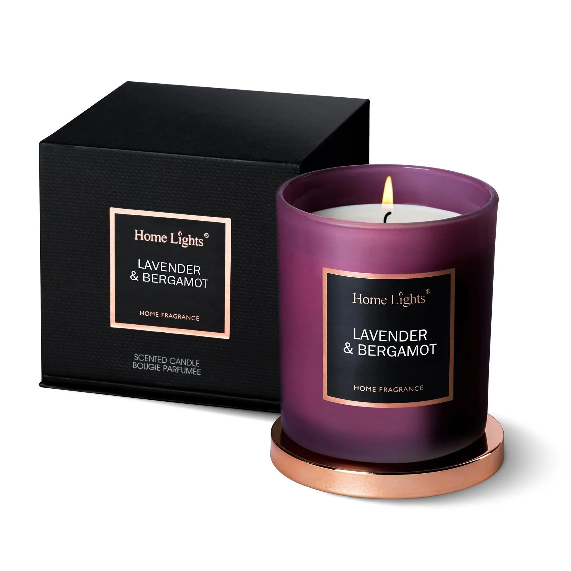 Scented Soy Candles 35 Hours Burn Time Natural Soy Wax Home Fragrance Decor Gift for Women & Men Lavender & Bergamot - Home Lights