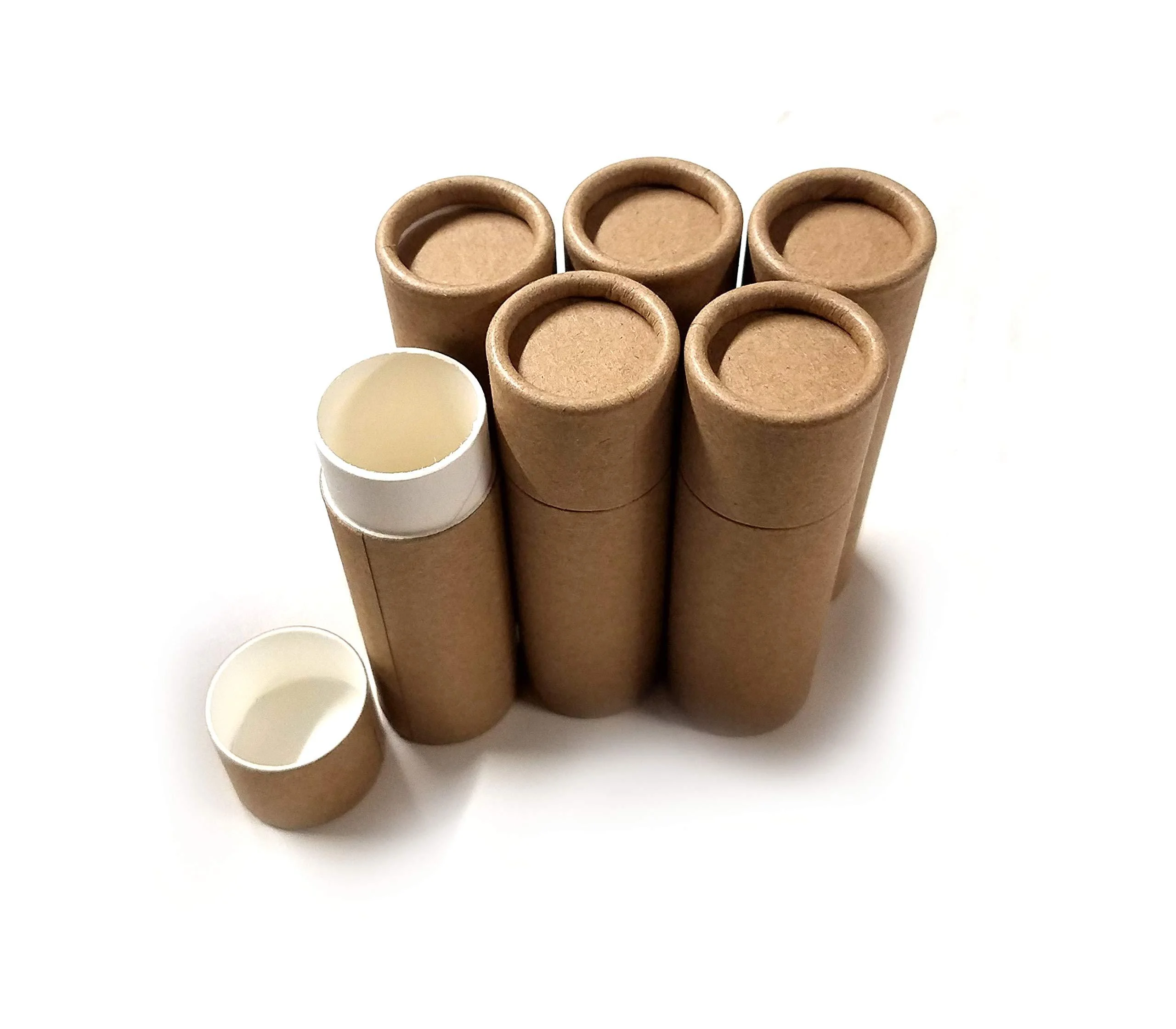 Empty Cardboard Deodorant Containers - Push-up style top-fill reusable and biodegradable 1.0 oz (6-Pack) Brown 6 Count (Pack of 1) Brown