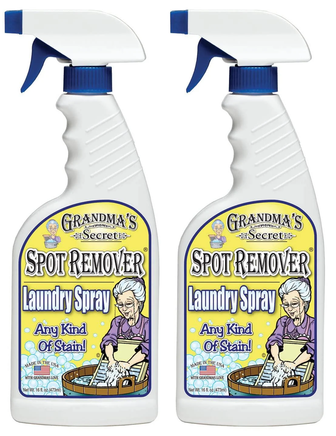 Grandma's Secret Spot Remover Laundry Spray - Chlorine, Bleach and Toxin-Free Stain Remover - Stain Remover for Clothes - Fabric Stain Remover Removes Oil, Paint, Blood and Pet Stains - 16 Oz, 2 Pack 16 Fl Oz (Pack of 2) S