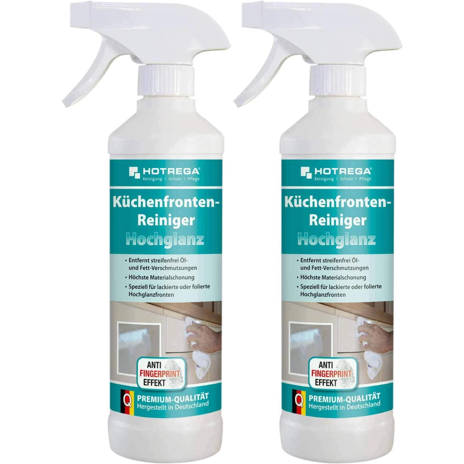 HOTREGA kitchen front cleaner high gloss 500ml - kitchen cleaning kitchen cleaner intensive cleaner front cleaner (2x 500ml)