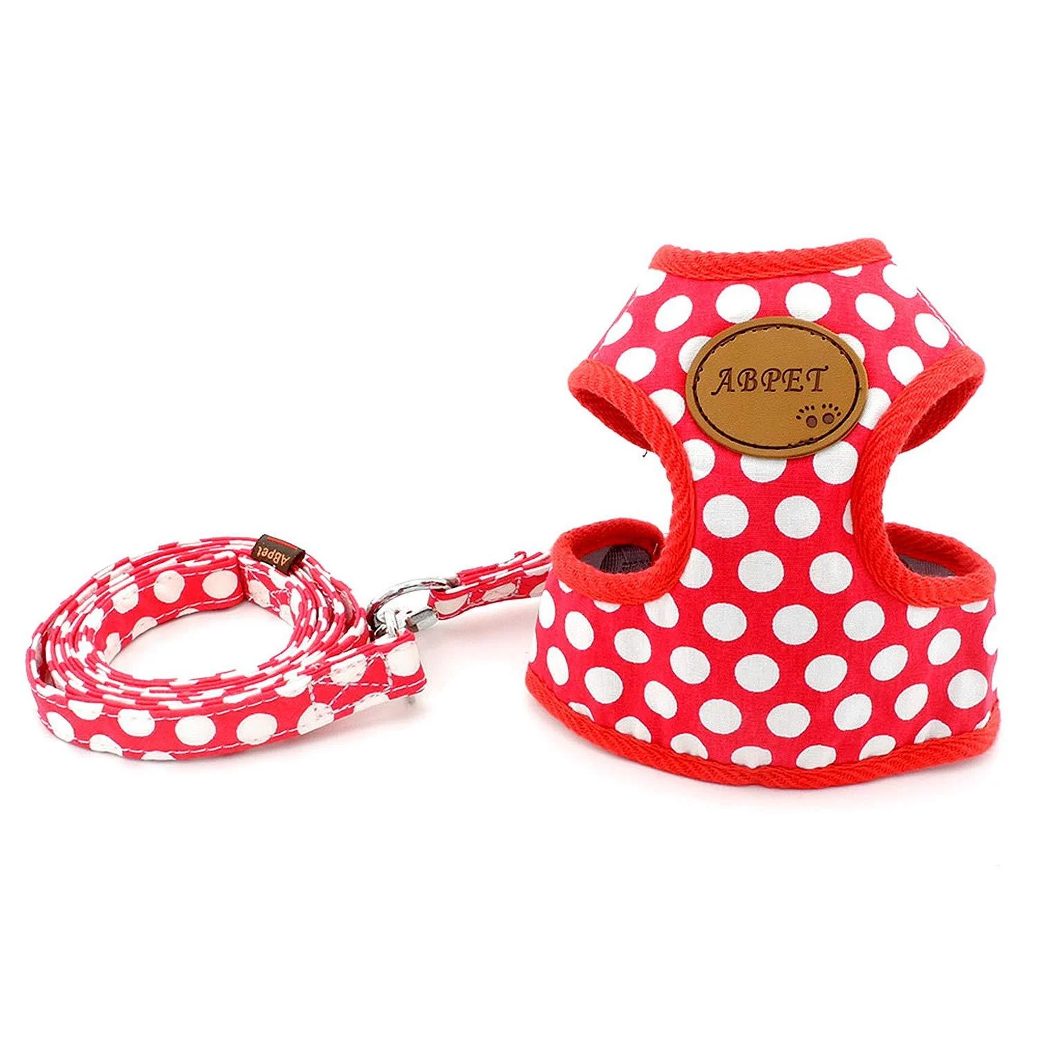 SMALLLEE_Lucky_Store New Soft Mesh Nylon Vest Pet Cat Small Medium Dog Harness Dog Leash Set Red Medium ( Chest:25-48cm/10"-18")