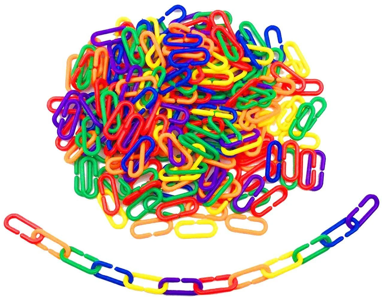 Hyamass 200pcs Link C-Clips Hooks Chain Links C-Links Children's Learning Toy Small Pet Rat Parrot Bird Toy Rainbow