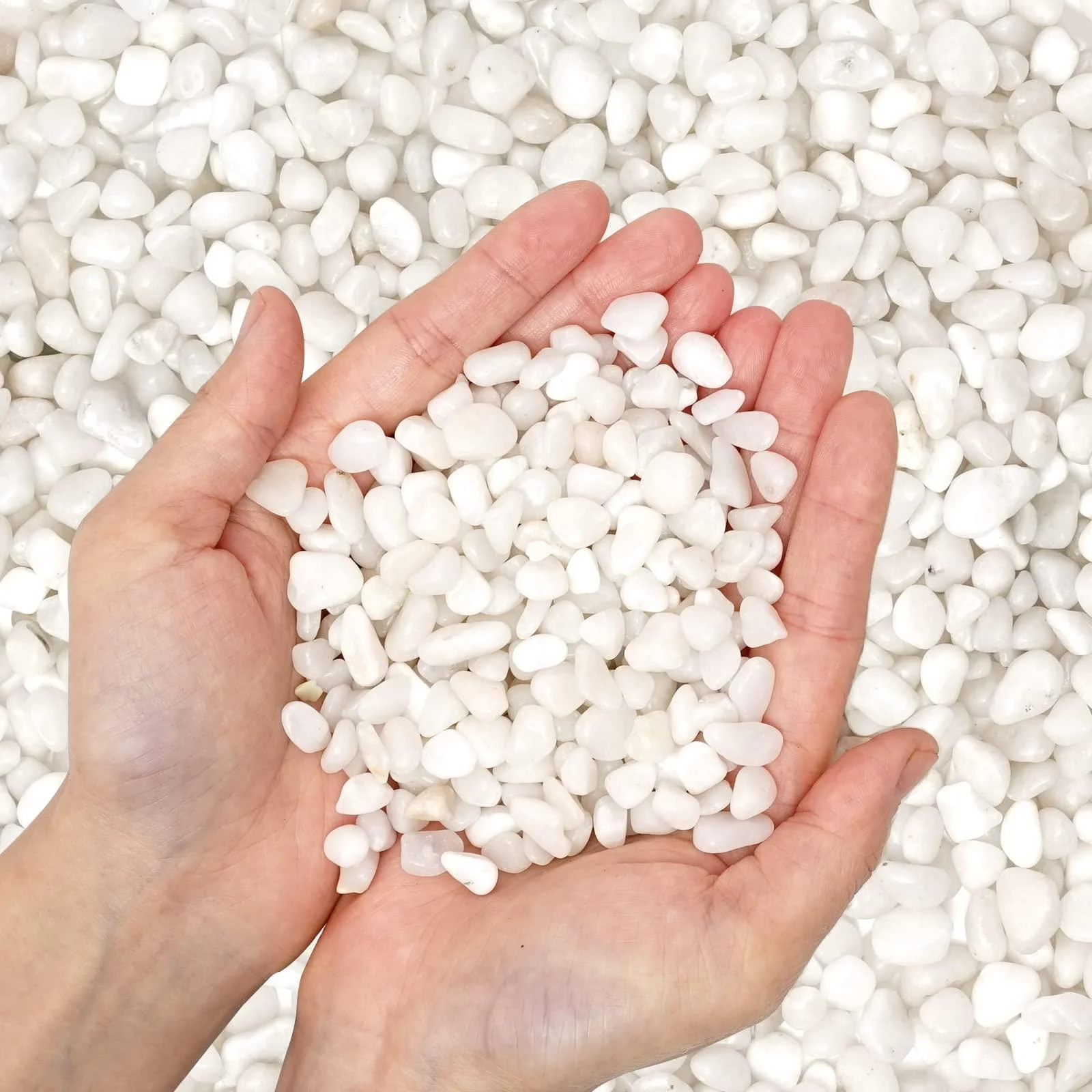 1.6LB Natural Polished Decorative White Pebbles - Small Stones 3/8" Gravel Size,River Rocks Pebbles for Plants, Home DIY Decor,Aquarium Gravel,Vase Fillers,Fairy Garden,Landscaping Outdoor Stones 1.6 LB
