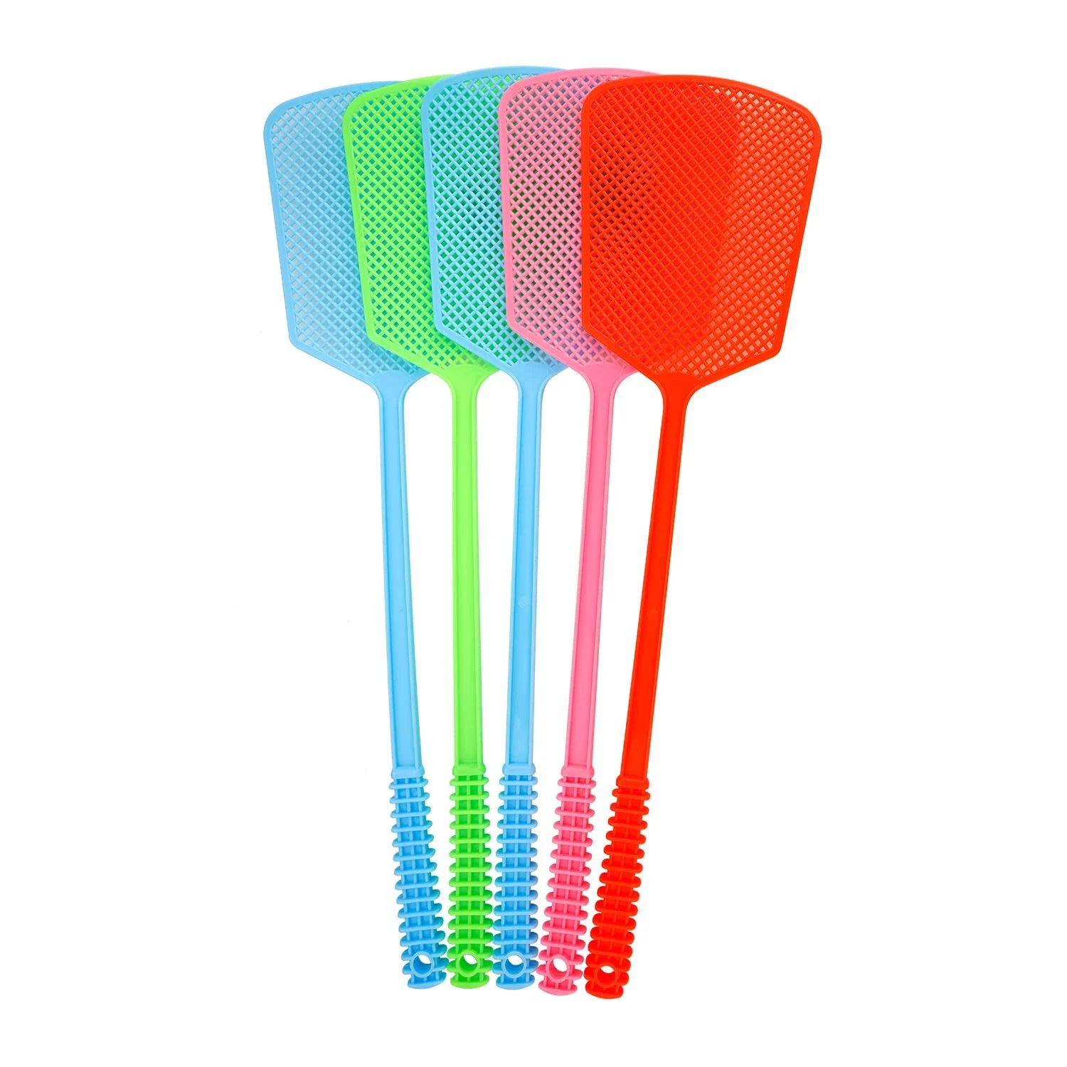Fly Swatter,5 Pack Plastic Heavy Duty Manual Fly Killer, Long Handle Flyswatter, Large Bug Swatters That Work for Indoor and Outdoor - LifHap