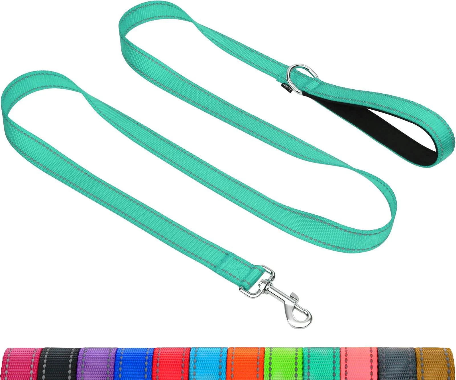 Taglory dog leash medium -sized large dogs light |Reflecting double -sided |Padded handle |Support 10 to 75 kg |1.2m x 2.5cm |Turquoise 1.2 m x 2.5 cm (1 pack) turquoise