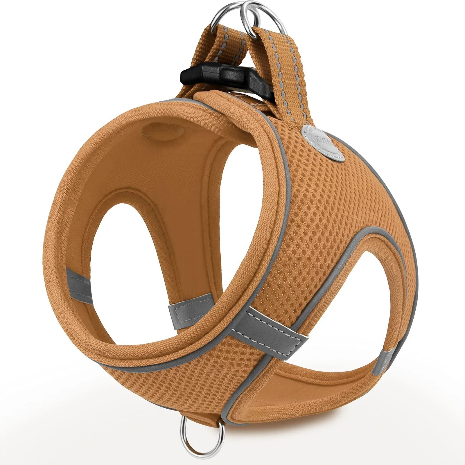 Joytale dog harness reflective soft padded dog dishes air-mesh breathable breast dishes for small medium-sized dogs M Khaki M-breast: 42-47cm Khaki