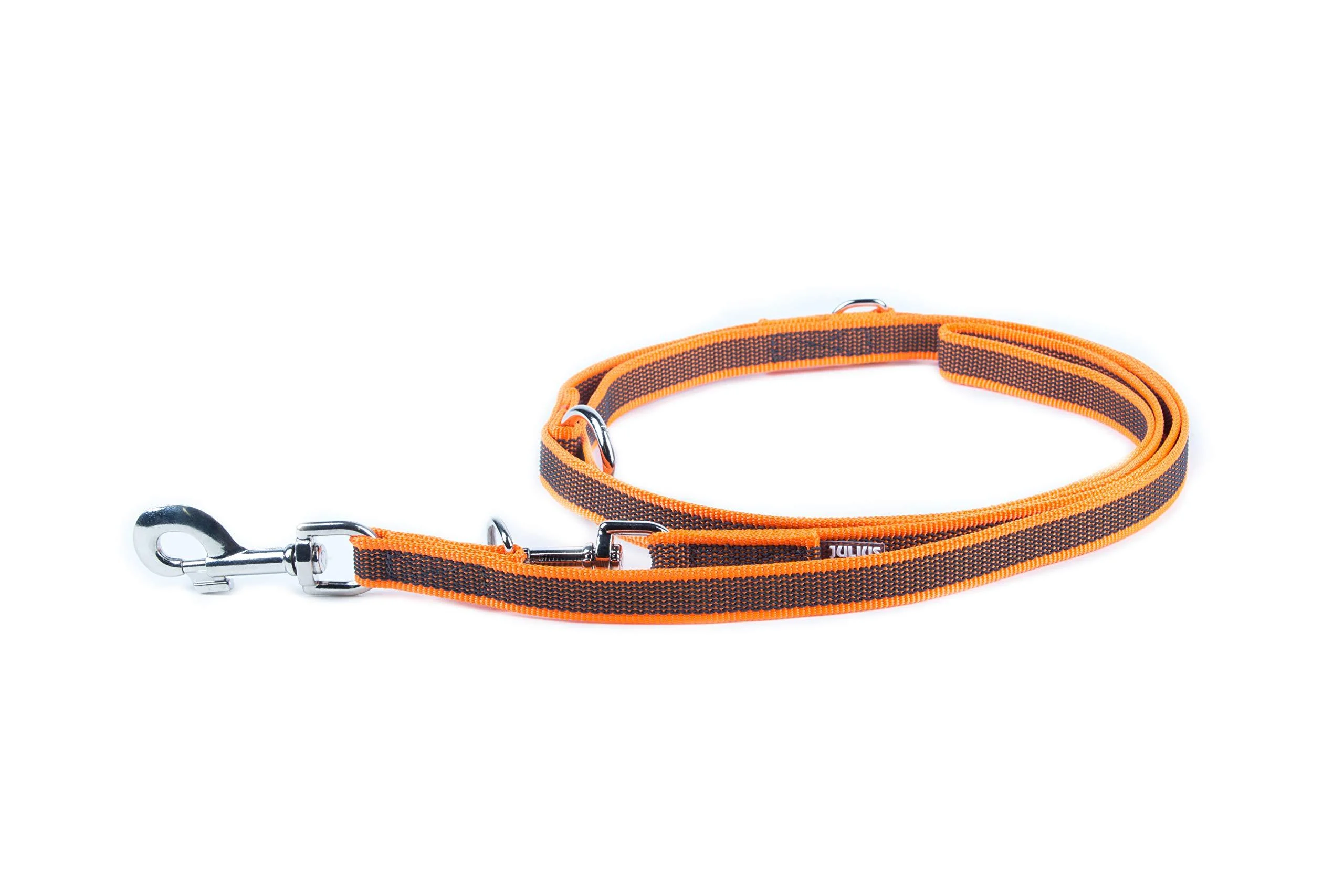 IDC Color & Gray adjustable leash with double snap hook 20 mm x 2.2 m orange-grey Orange-grey 20 mm x 2.2 m