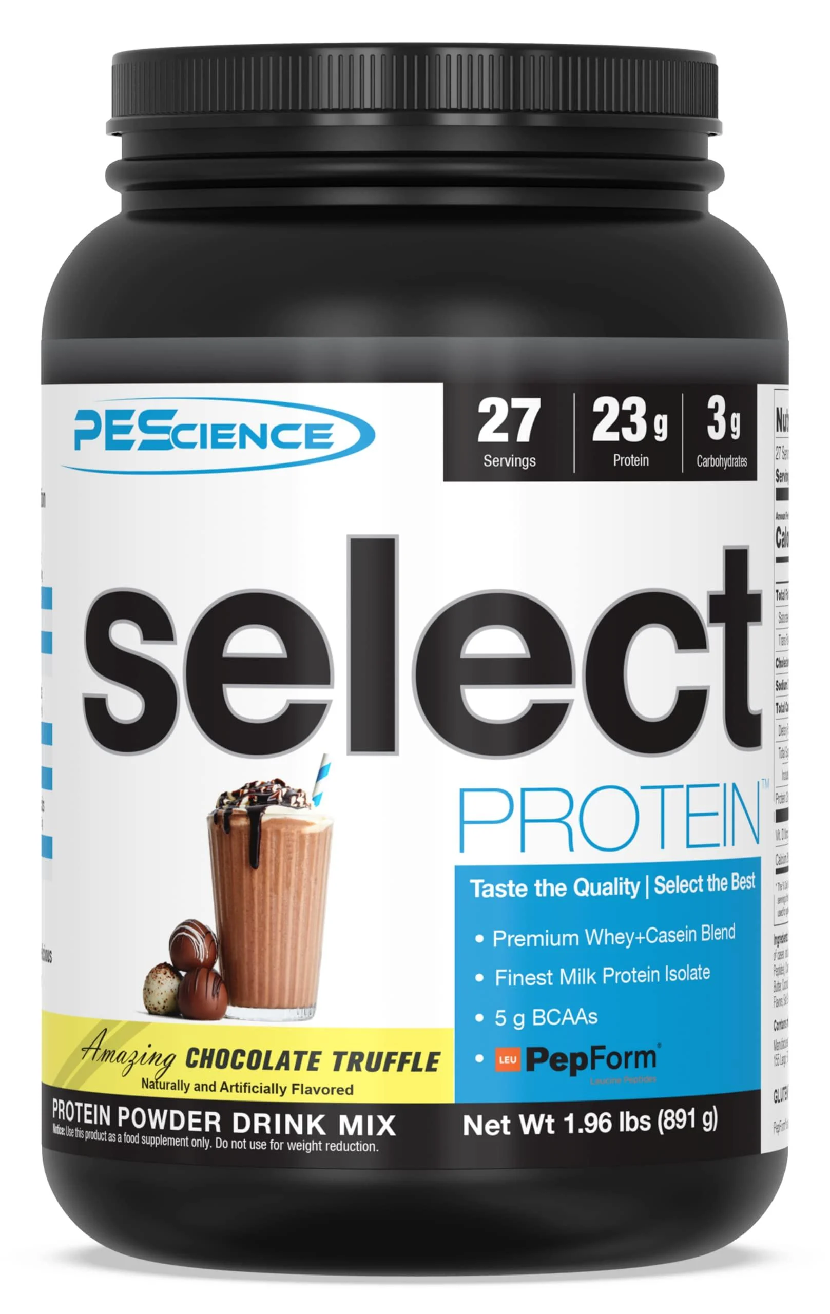 PEScience Select Low Carb Protein Powder Chocolate Truffle 27 Serving Keto Friendly and Gluten Free Chocolate Truffle 27 Servings (Pack of 1)