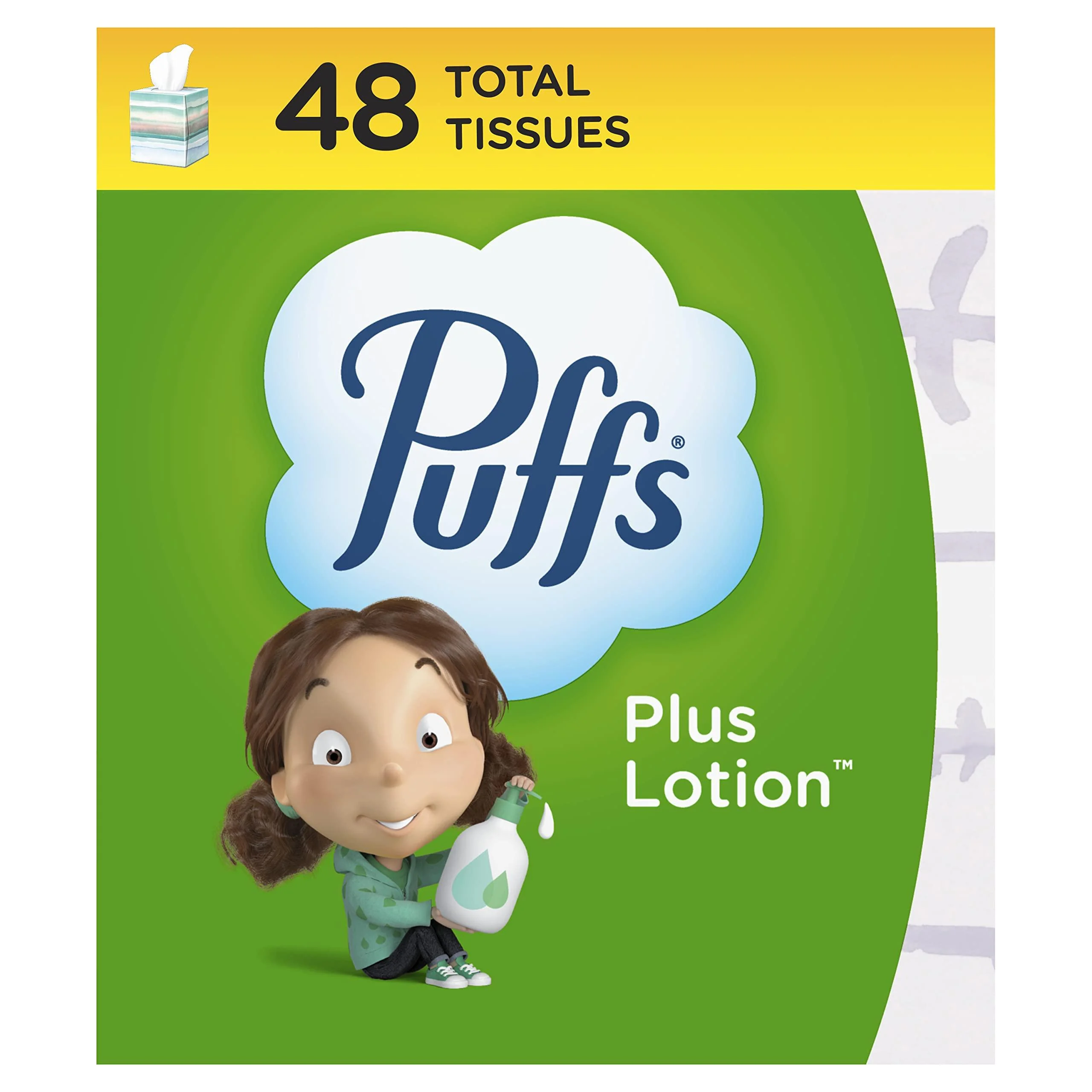 Puffs Plus Lotion Facial Tissue, 1 Cube Box, 48 Tissues Per Box