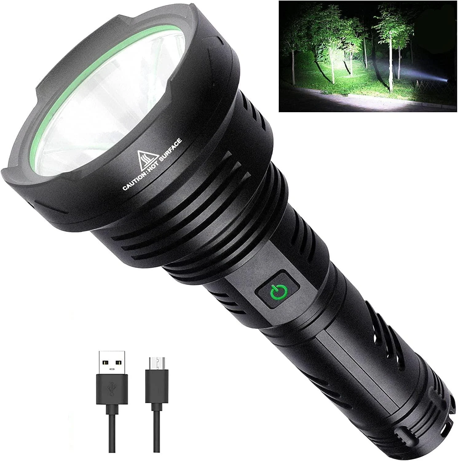 Lylting USB Rechargeable Led Flashlight, 150000 Lumens Super Bright Flashlights High Lumens, 5 Modes, IPX7 Waterproof, Powerful Flash Light for Emergencies Camping Black