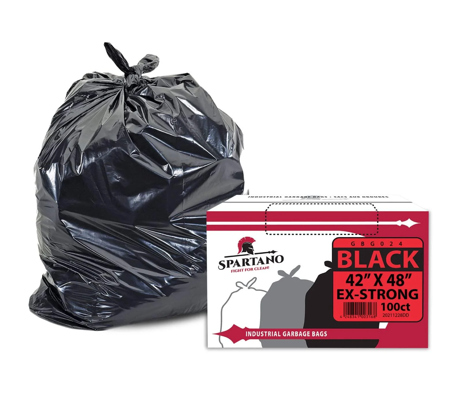 Spartano Black Garbage Bags 42 x 48 Inch (100 Count) Extra Strong Kitchen Garbage Bag for Waste Bin Multipurpose Trash Bags For Home & Office Use 42 x 48 (Pack of 100) Ex-Strong