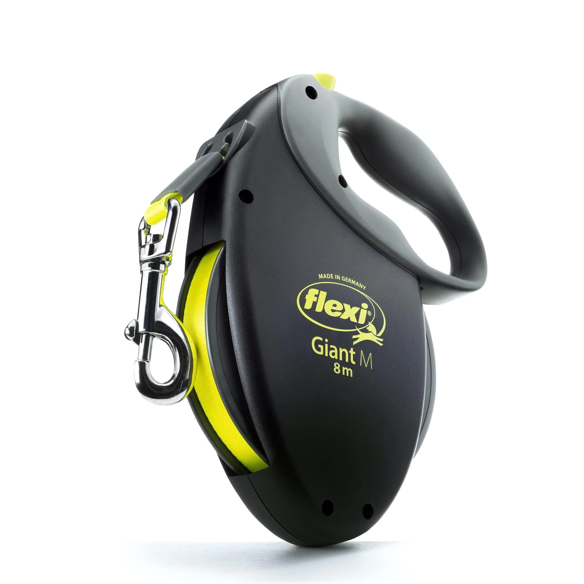 Flexi Giant Medium Retractable Dog Leash (Tape) 26 ft Medium Black/Neon black / neon Medium (Pack of 1)