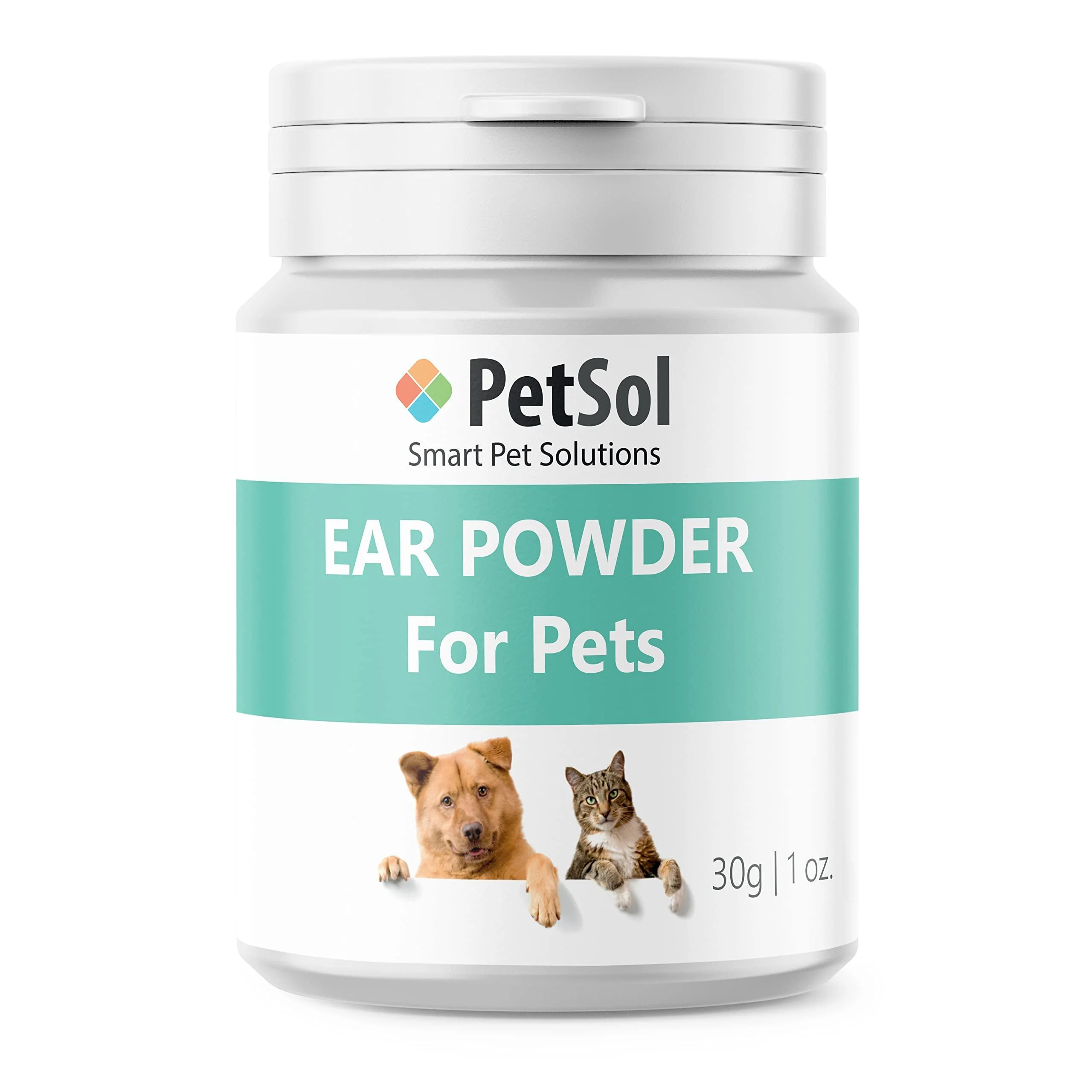 PetSol Fast Acting Ear Powder (Large 30g Tub) - Stops Head Shaking Wax Gunk & Ear Odour