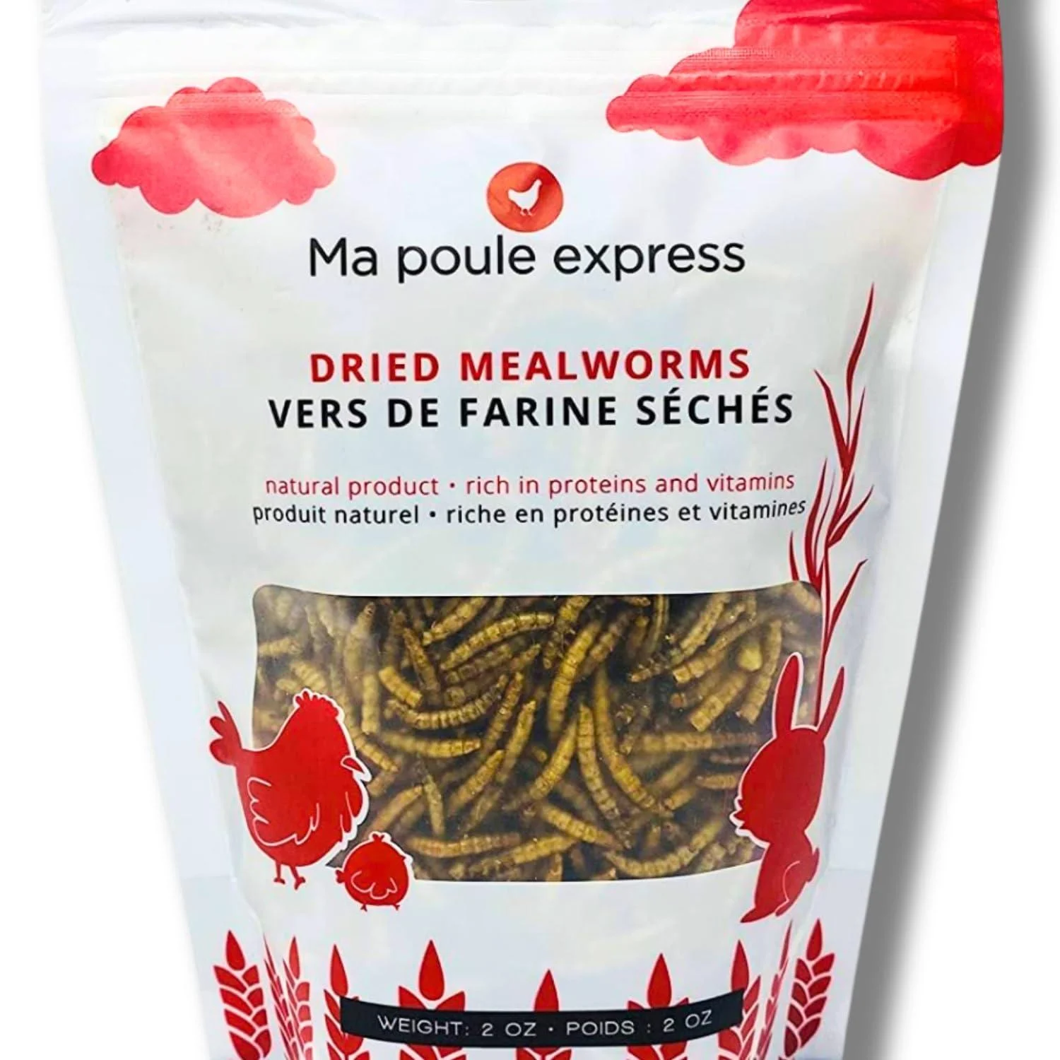 2 oz - Ma Poule Express Dried Mealworms for Wild Birds etc. Approx. 2 000 Mealworms