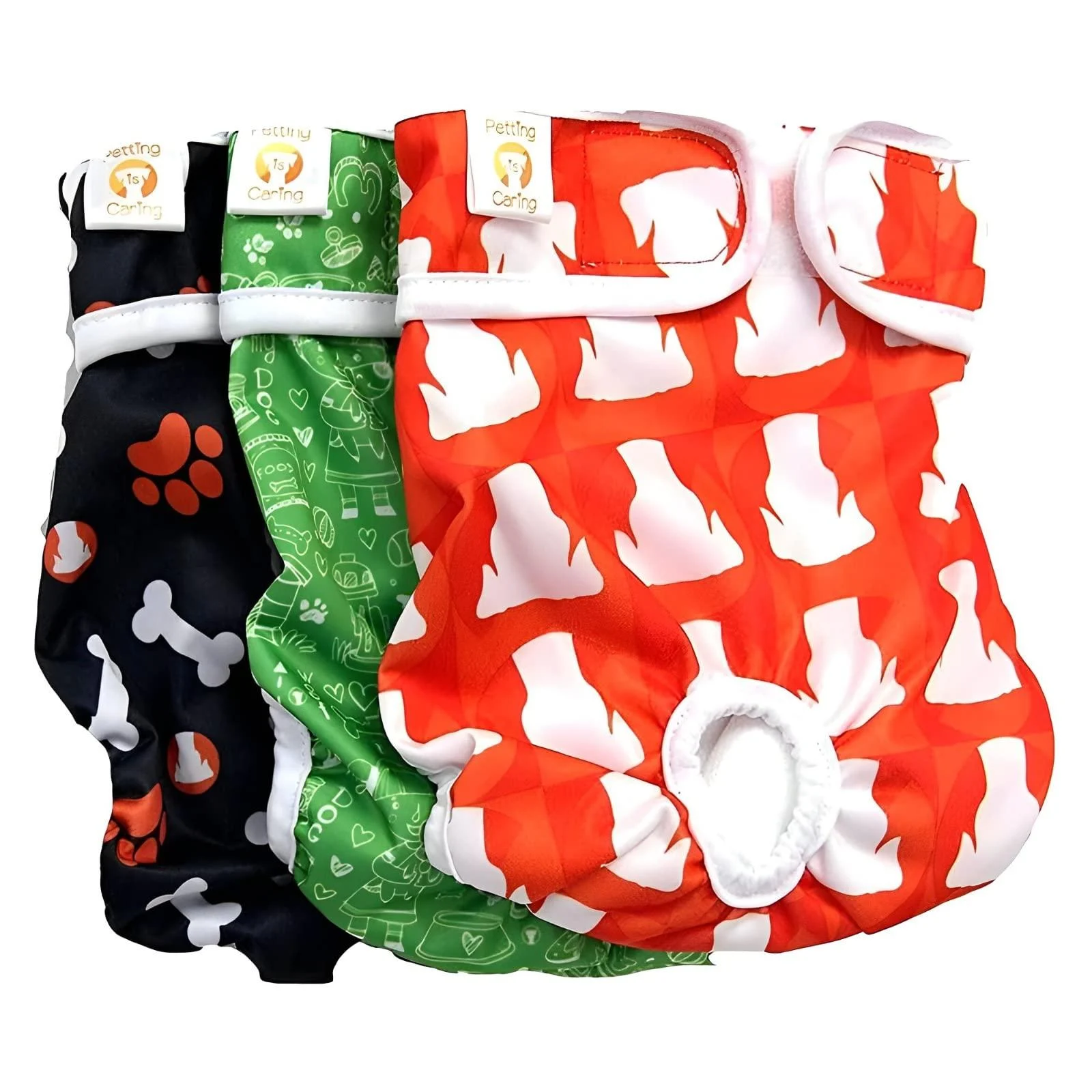 PETTING IS CARING Washable and Reusable Dog Diapers Male 3 Pack M EXCLUSIVE DESIGN
