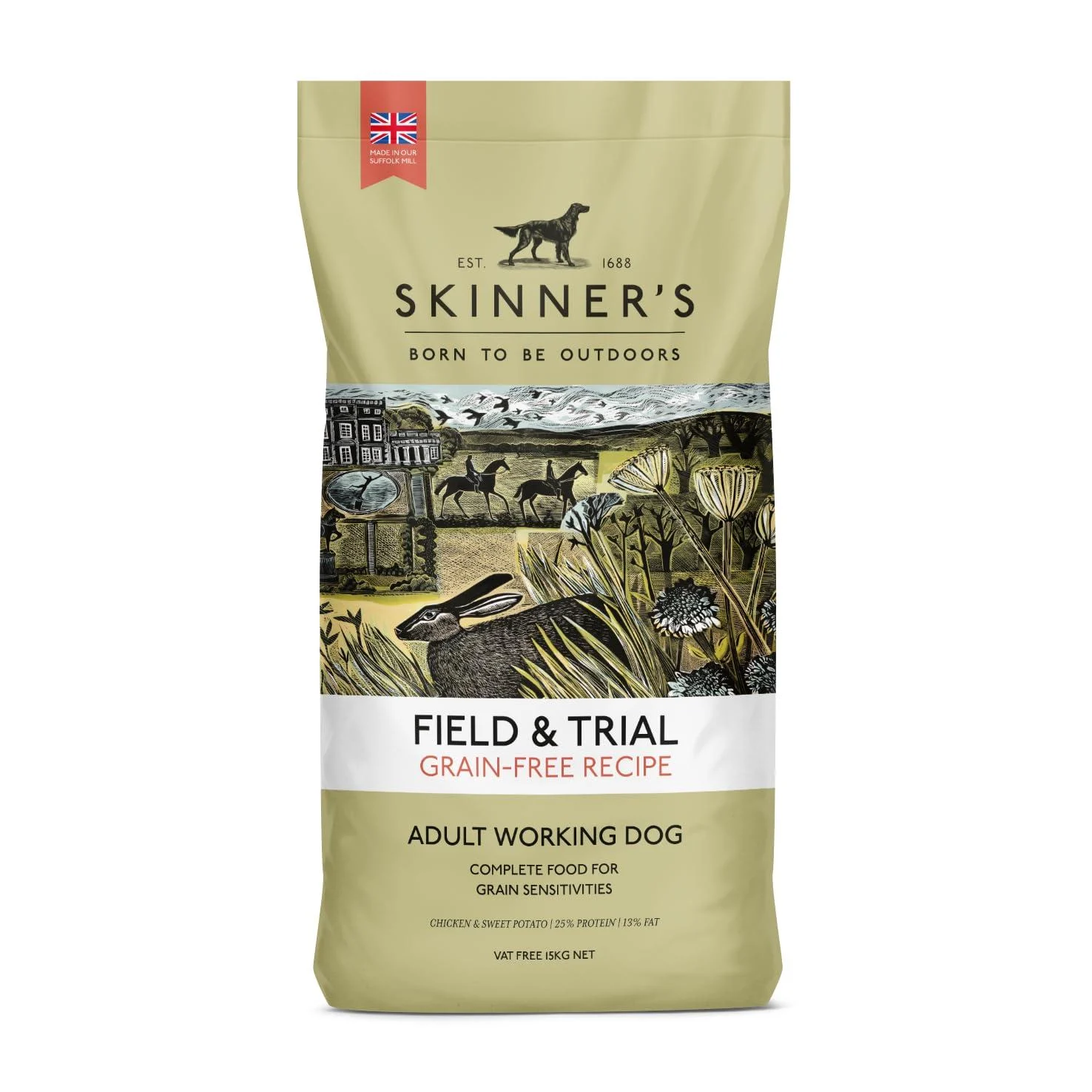 Skinner s Field & Trial Grain Free Chicken & Sweet Potato Complete Dry Adult Dog Food For Dogs with Intolerance to Grains 15kg 1 count (Pack of 1) - Skinners