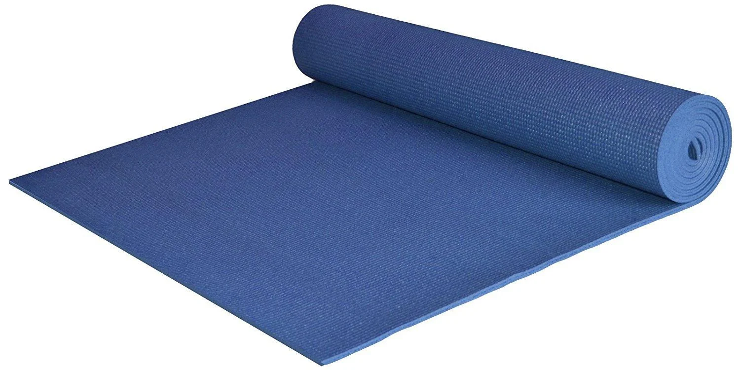 YogaAccessories Extra Wide and Extra Long 1/4'' Deluxe Yoga Mat Blue